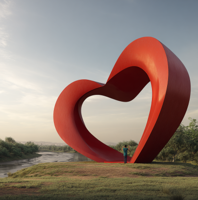 Love in Light: Romantic Moments with Stainless Steel Heart Sculptures