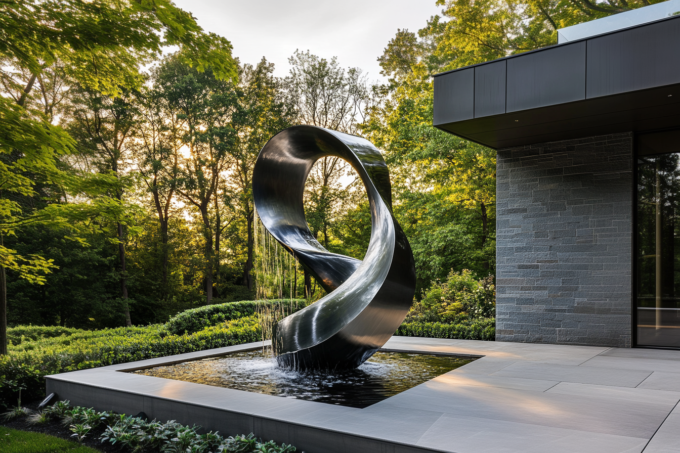 custom stainless steel water fountain sculpture