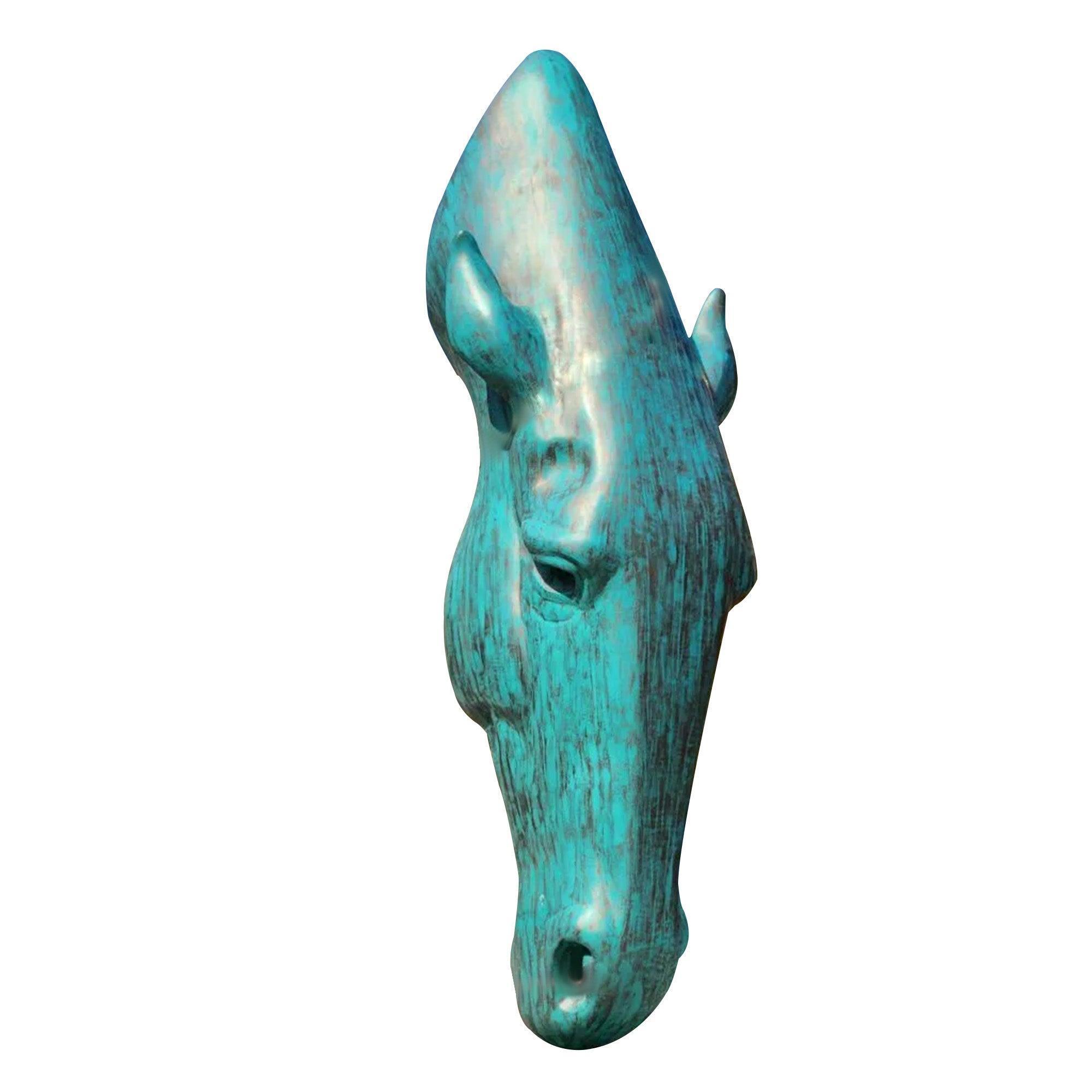 bronze horse head statue