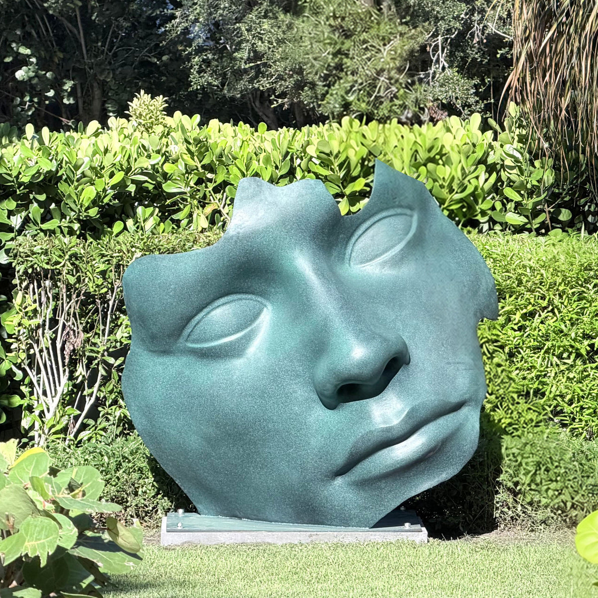 bronze abstract broken face sculpture