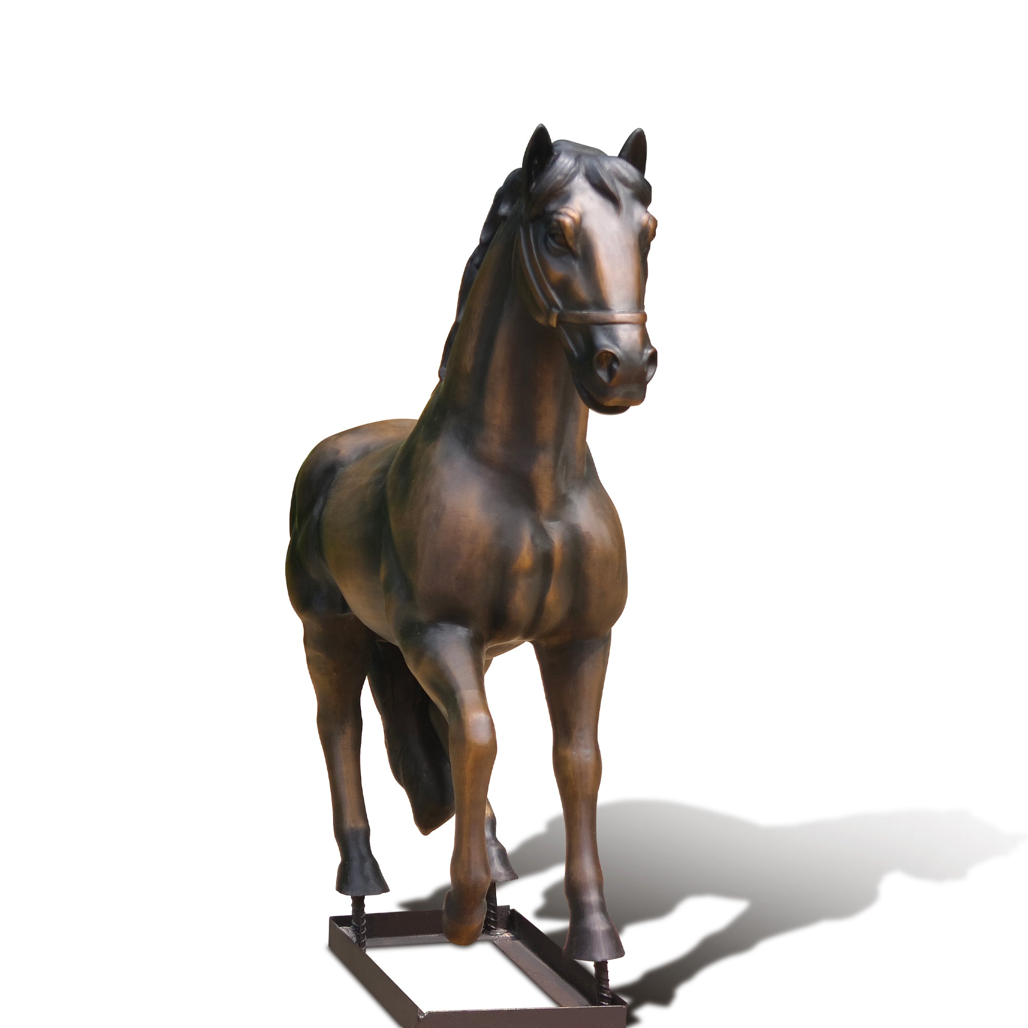 Front view of bronze horse sculpture