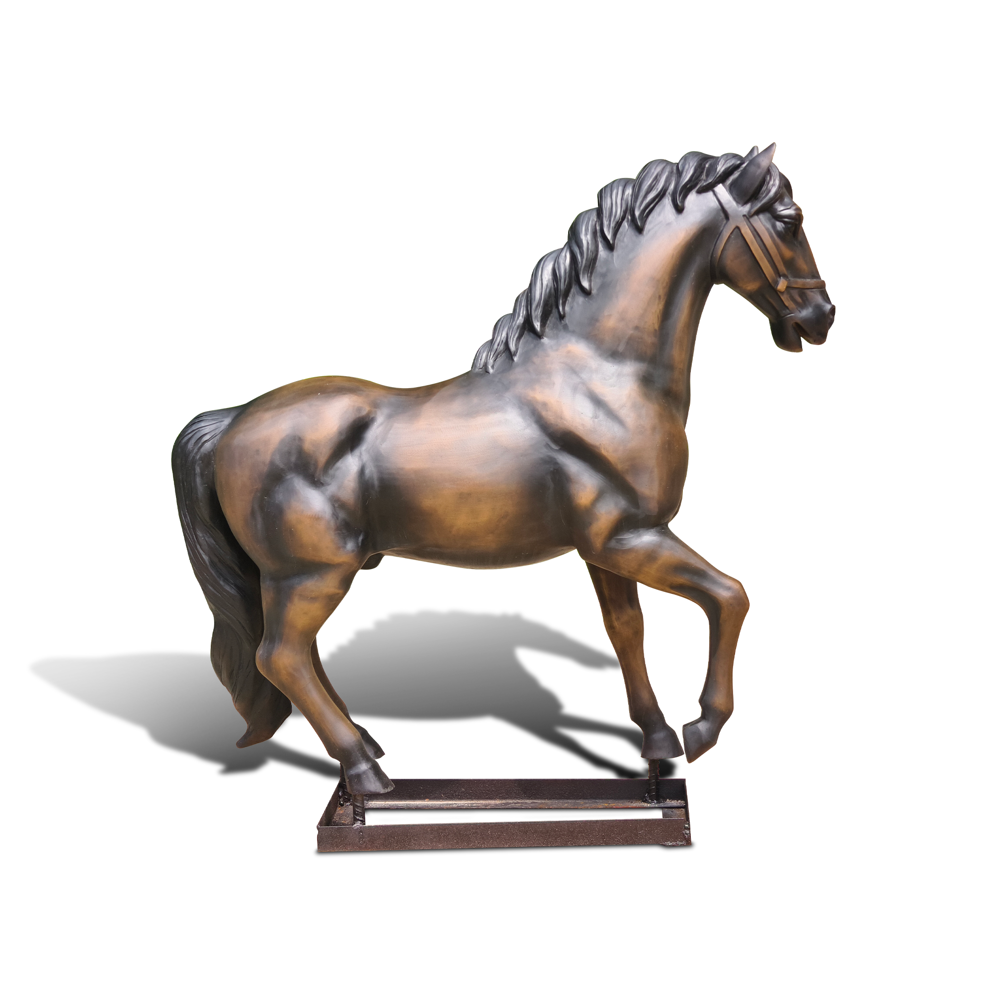 bronze horse sculpture side angle