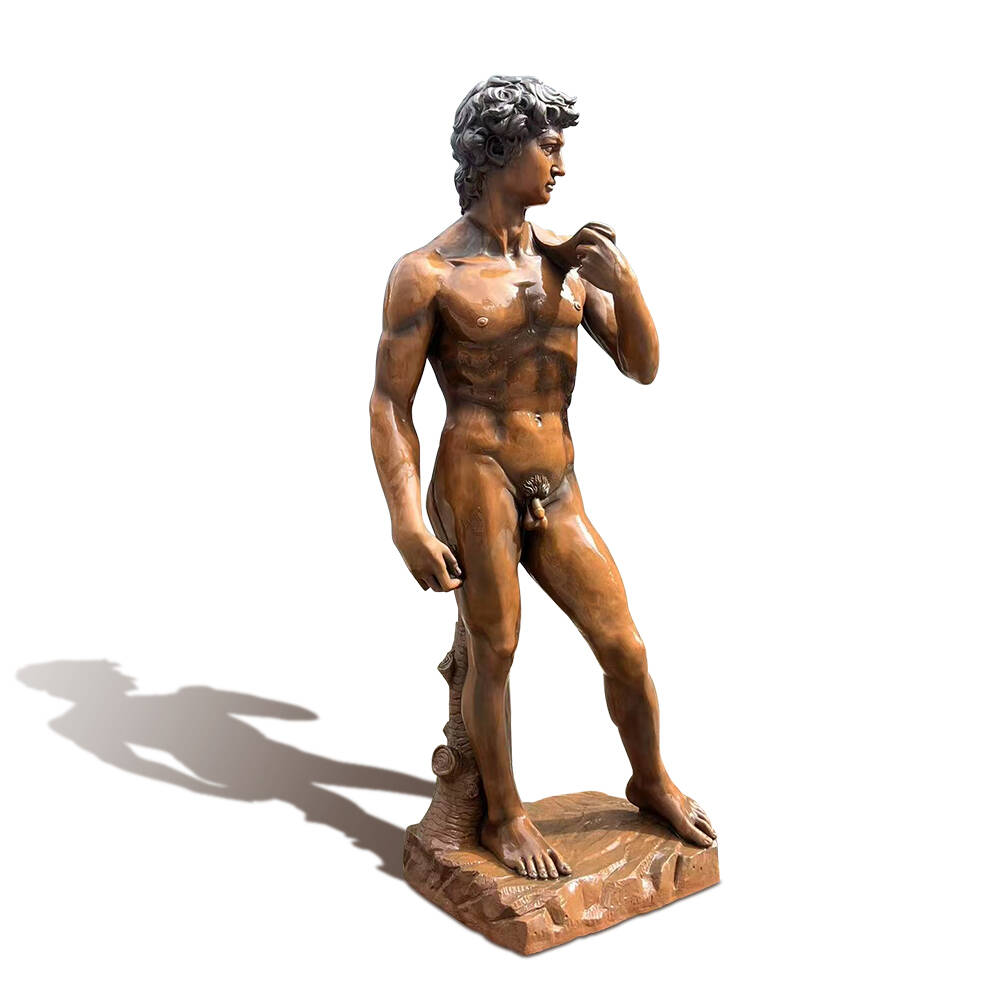 Life-size bronze David sculpture in classical contrapposto posture for refined display