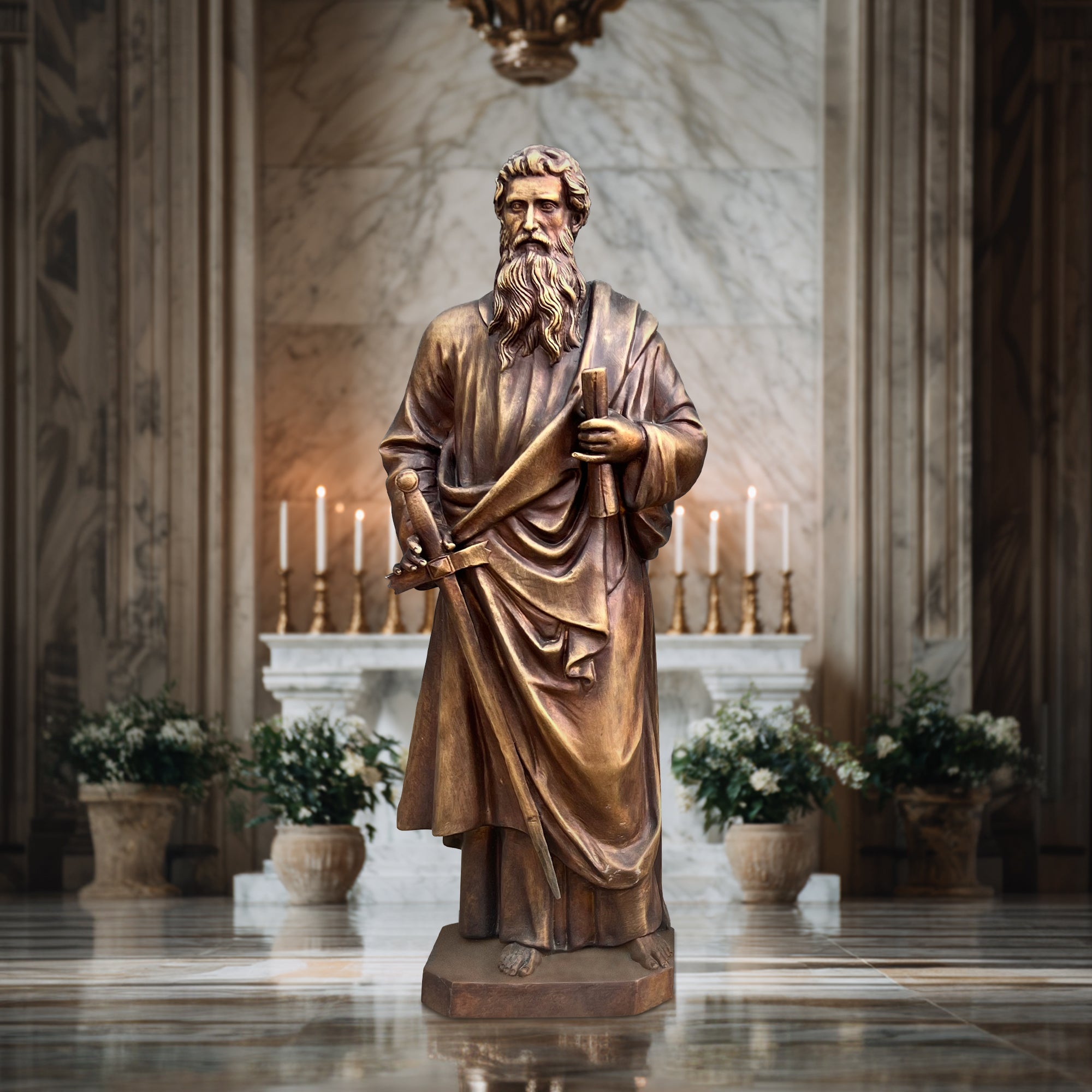 Saint Paul martyr and theologian sculpture in sacred spaces