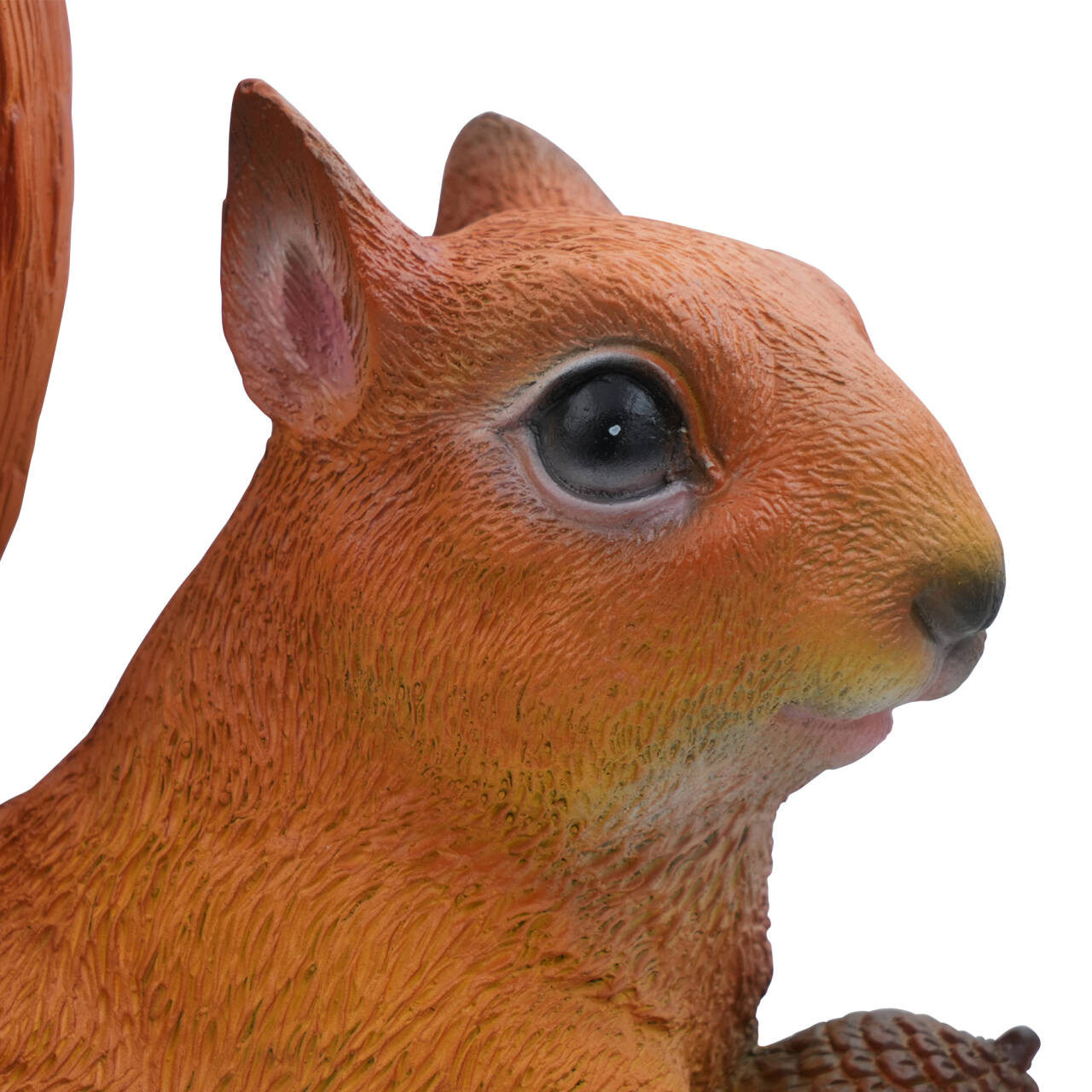 Close-up of the bronze squirrel’s face showing detailed eyes and lifelike expression