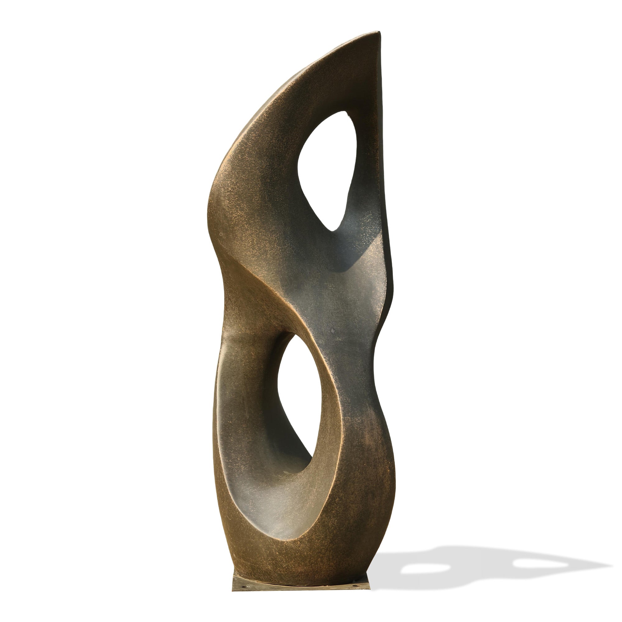 Abstract bronze modern sculpture with fluid curves, suitable for gardens and luxury estates