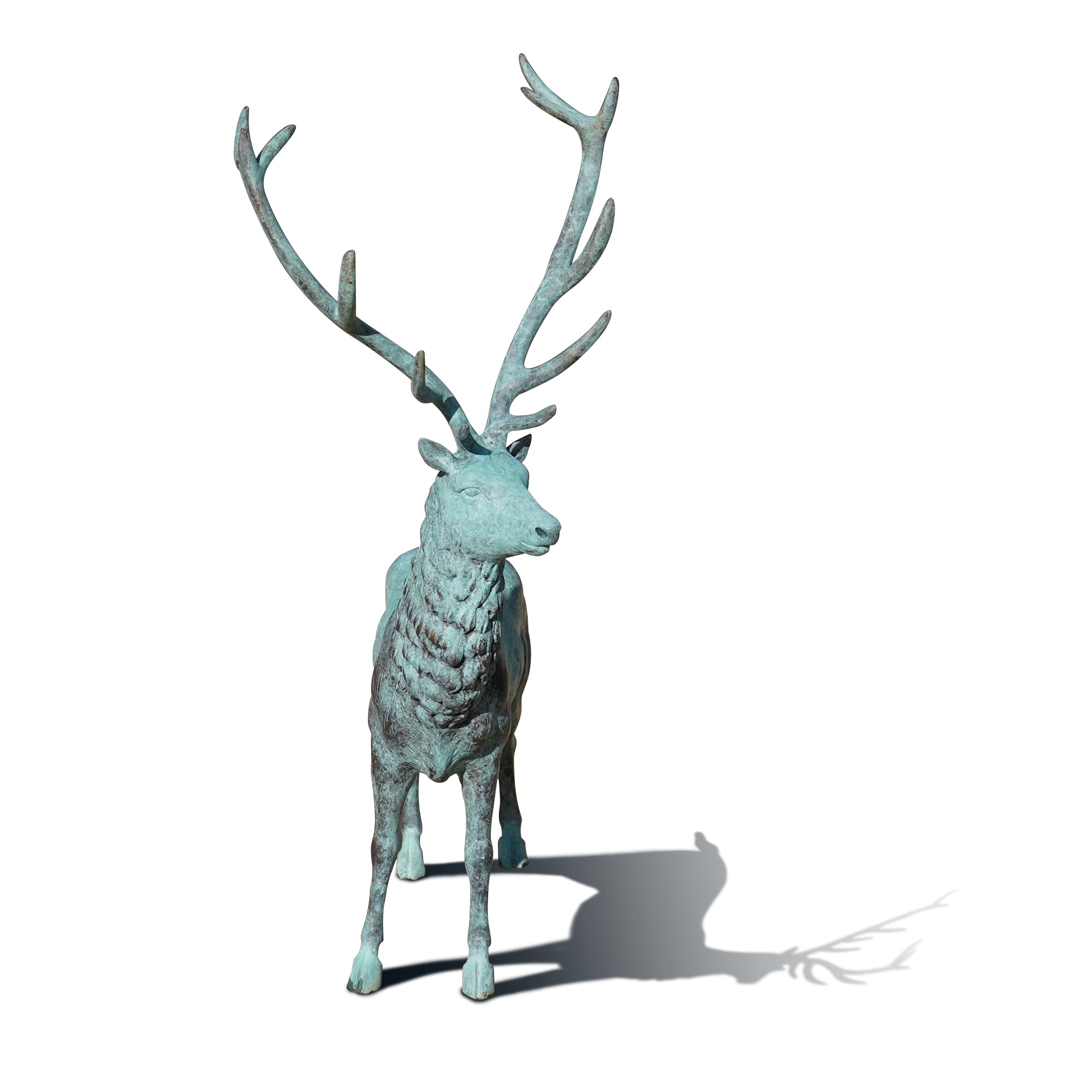 Decorative deer statue with antlers on a white background