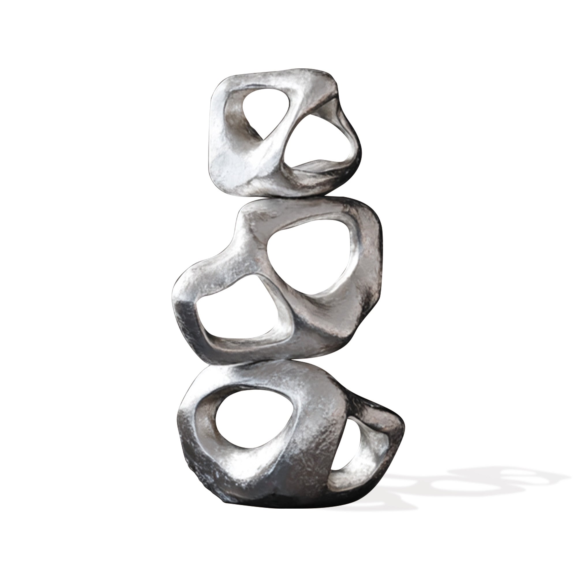 FINEST ”Silver Horizon” Abstract Bronze Sculpture Modern Stacked Hollow Decoration for Luxury Interiors FB-157