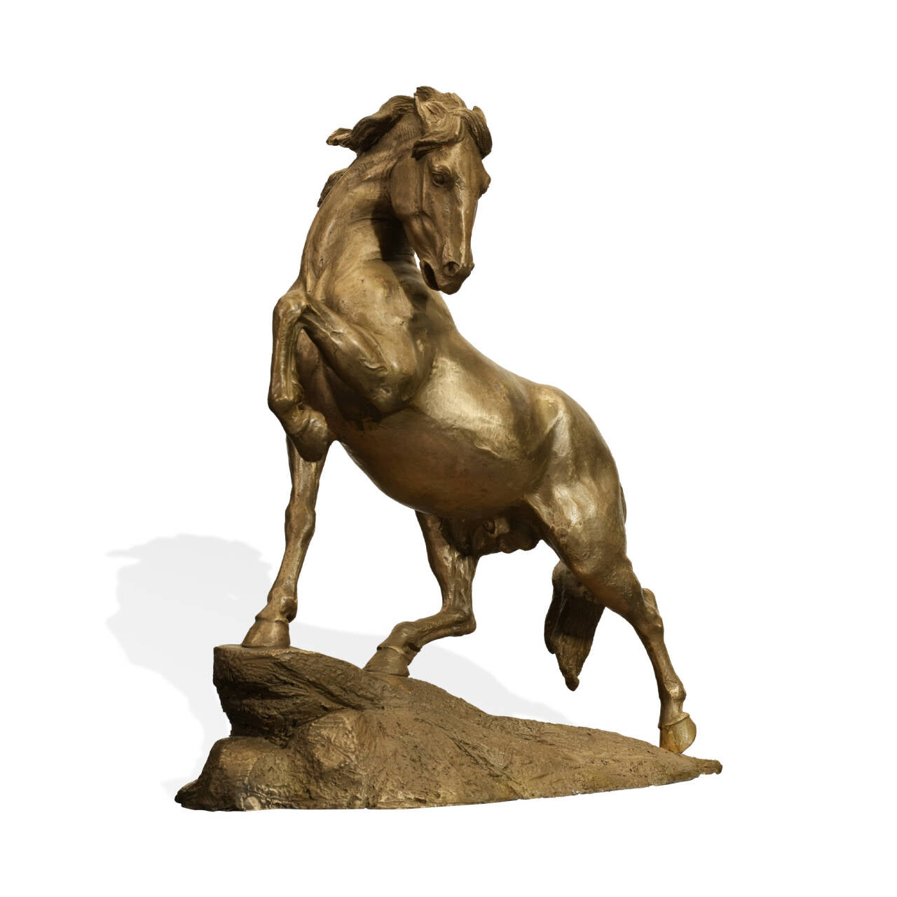 Bronze horse statue on a white background