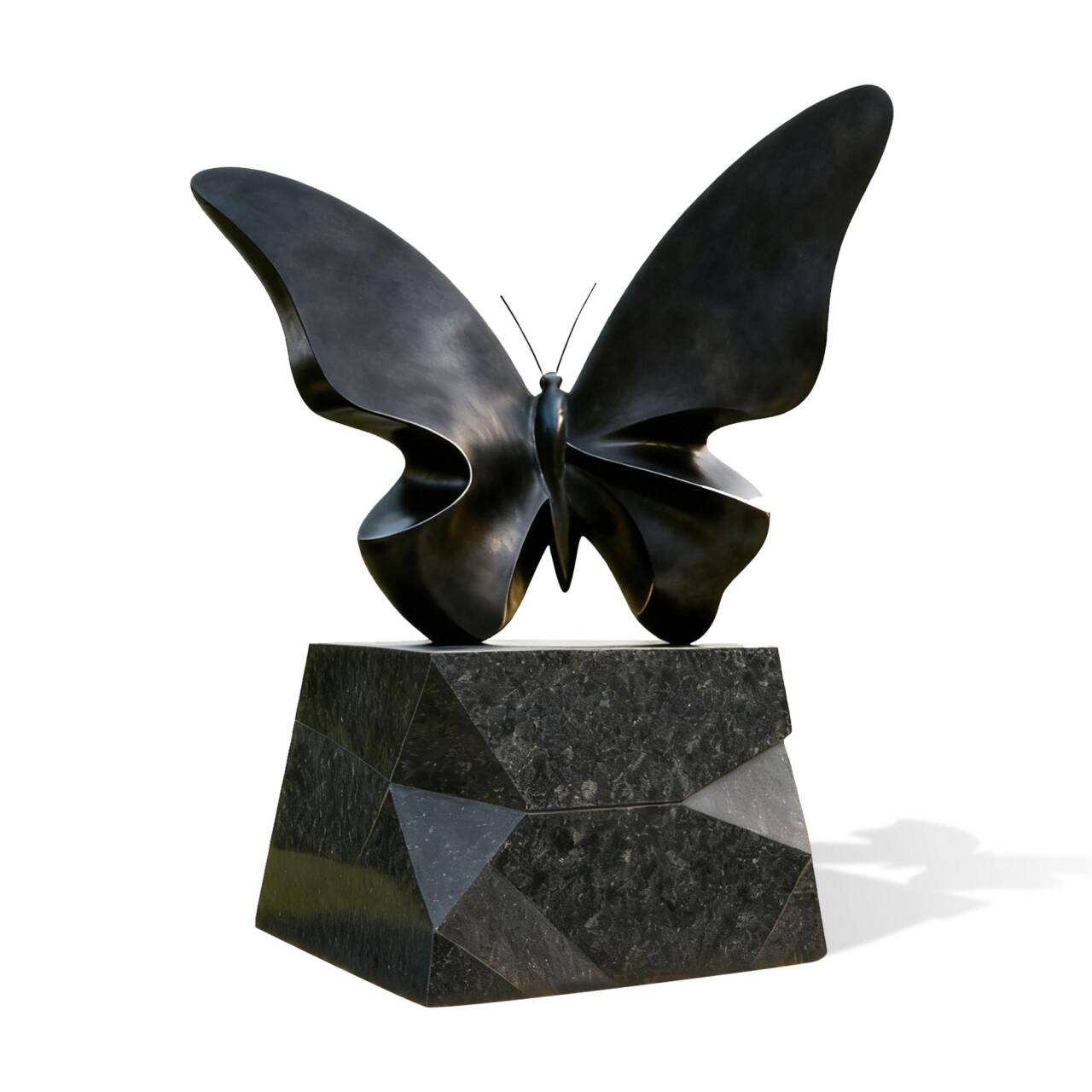 FINEST Large Butterfly Bronze Sculpture with Marble Base for Luxury Gardens and Art Installations FB-172