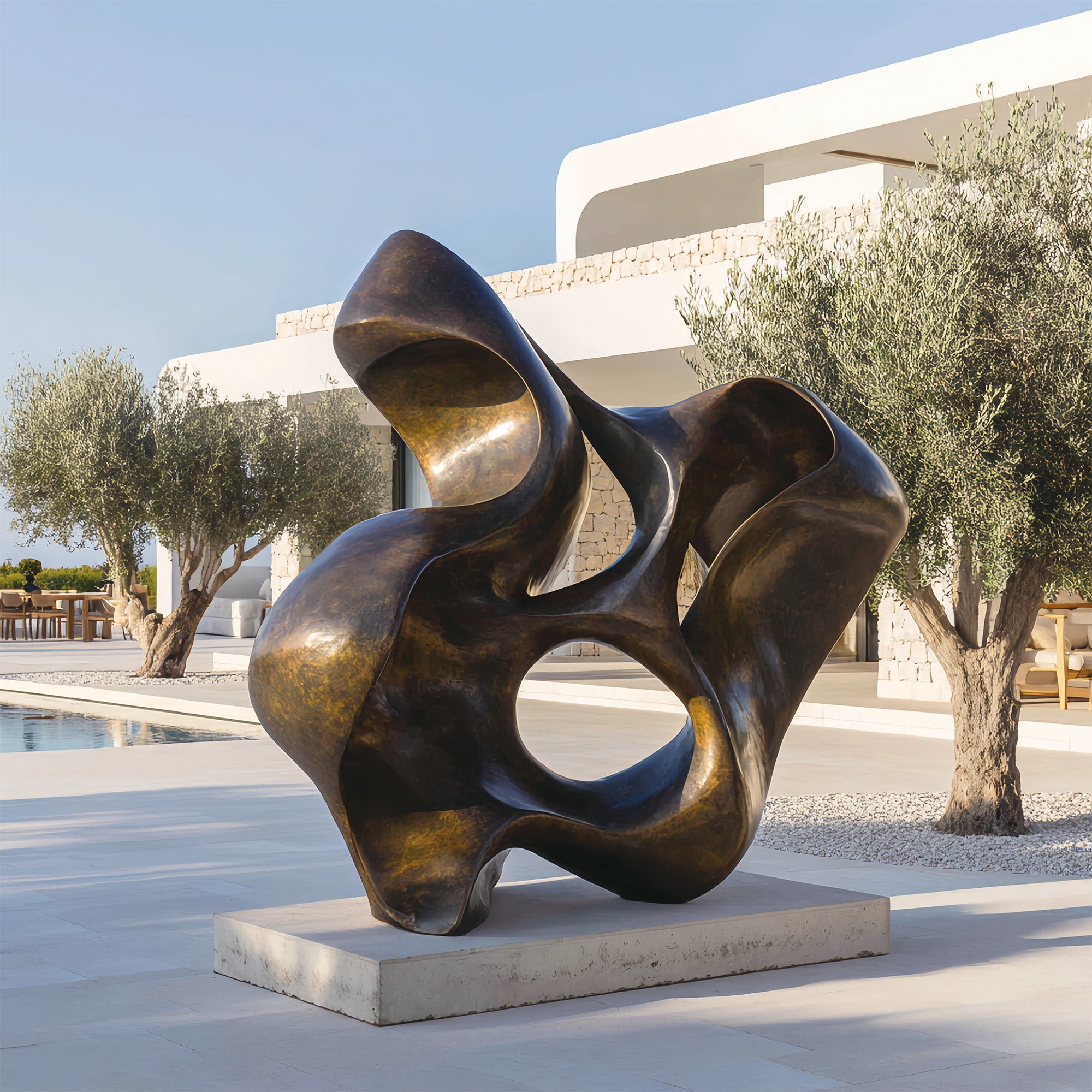 FINEST "Twisting Form" Large Size Custom Abstract Bronze Sculpture for Luxury Gardens and Modern Outdoor Spaces FB-178