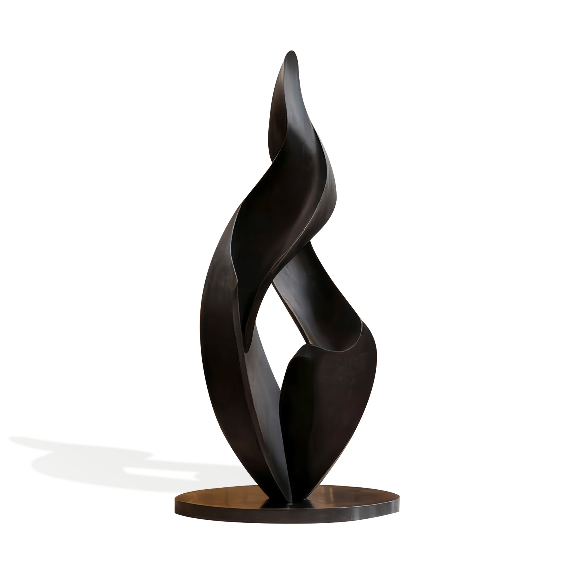 Modern bronze Black abstract sculpture on a white background