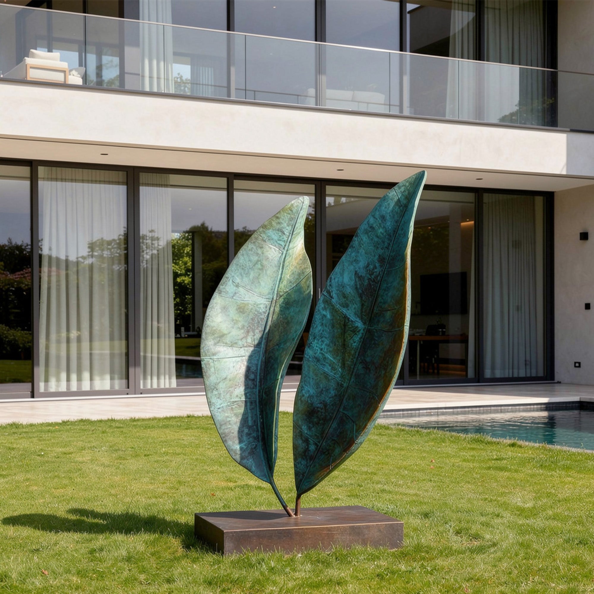 FINEST Verdant Leaves - Custom Size Modern Bronze Leaf Sculpture for Luxury Gardens and Outdoor Spaces FB-204