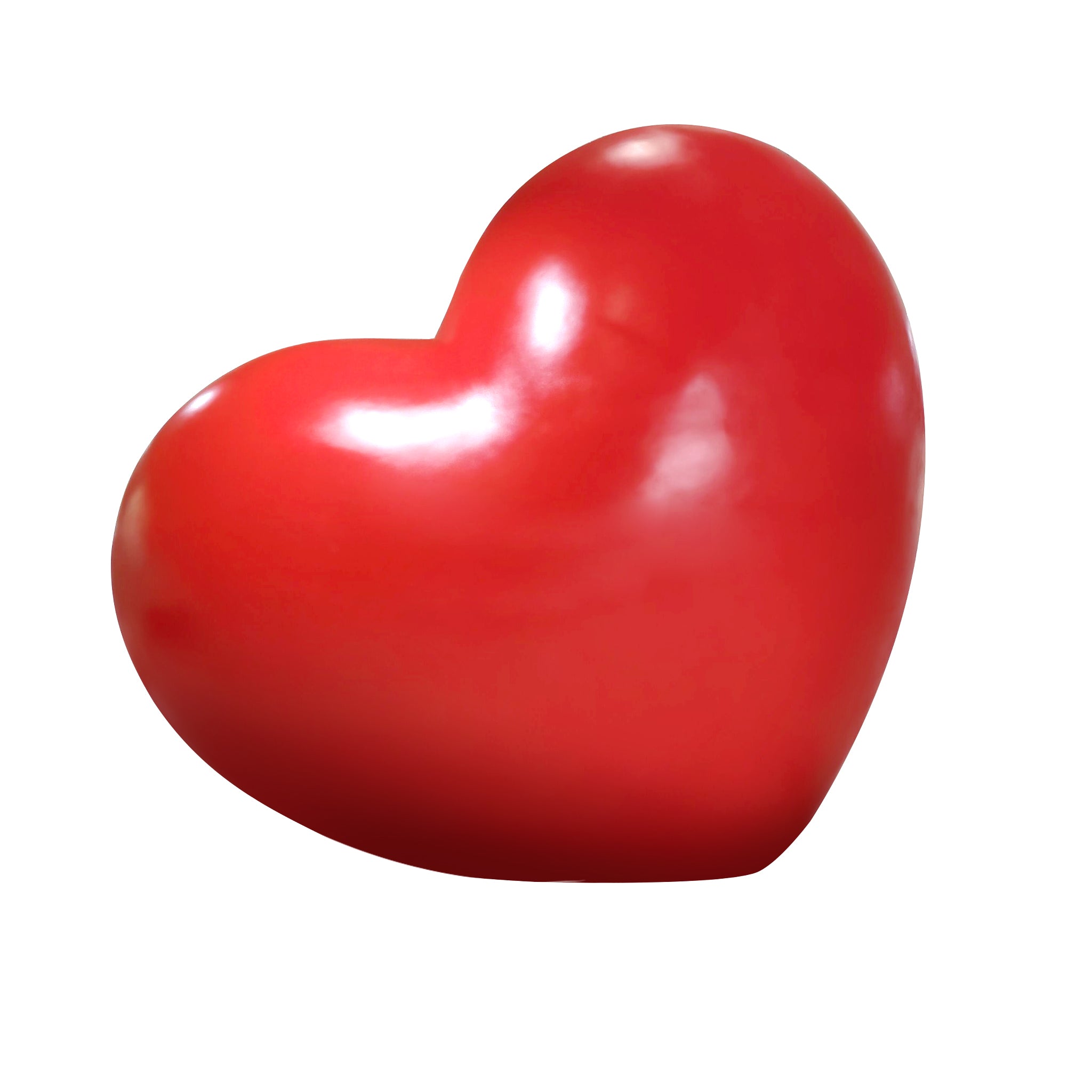 Large red heart sculpture made of fiberglass