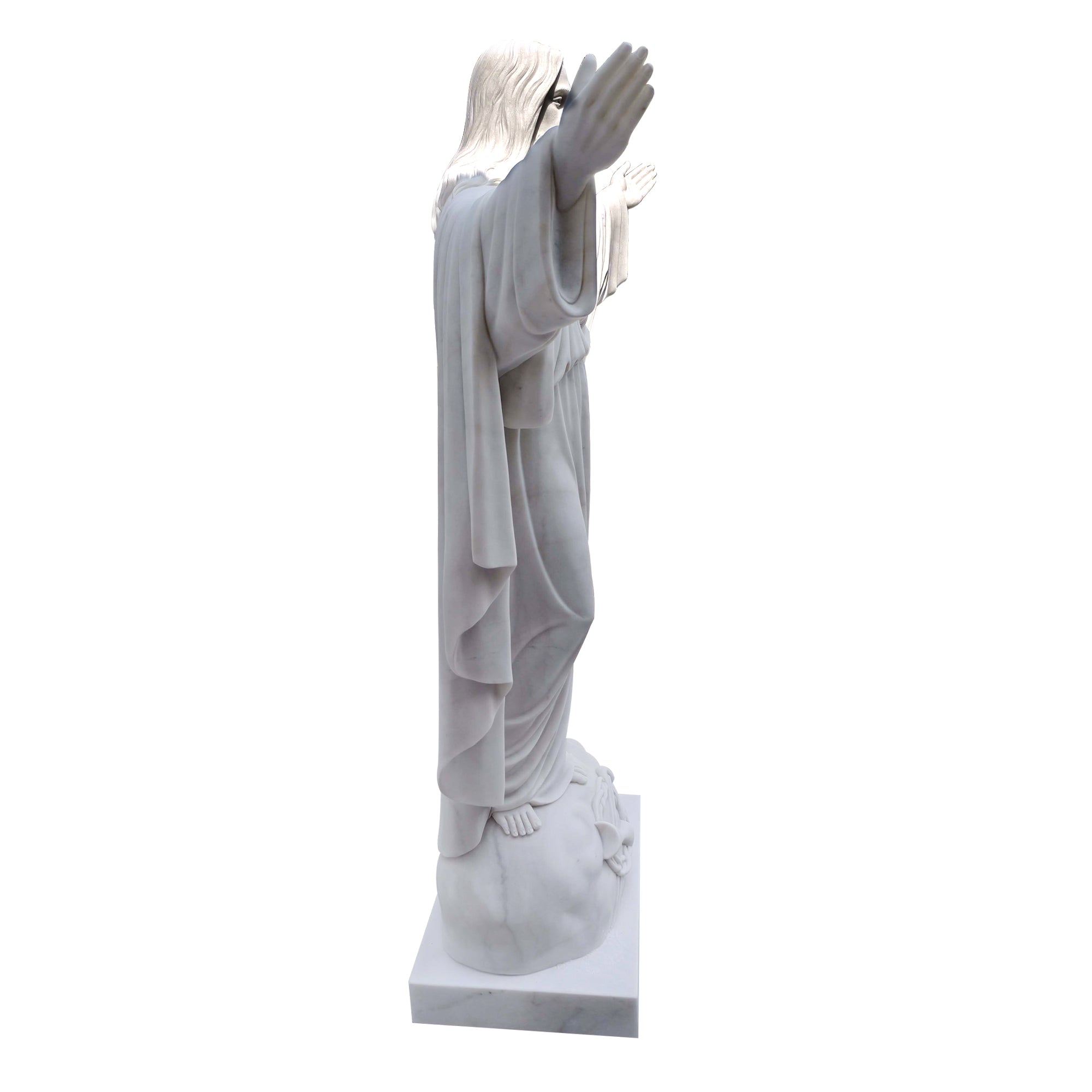 White Marble Scared Heart Of Jesus Statues