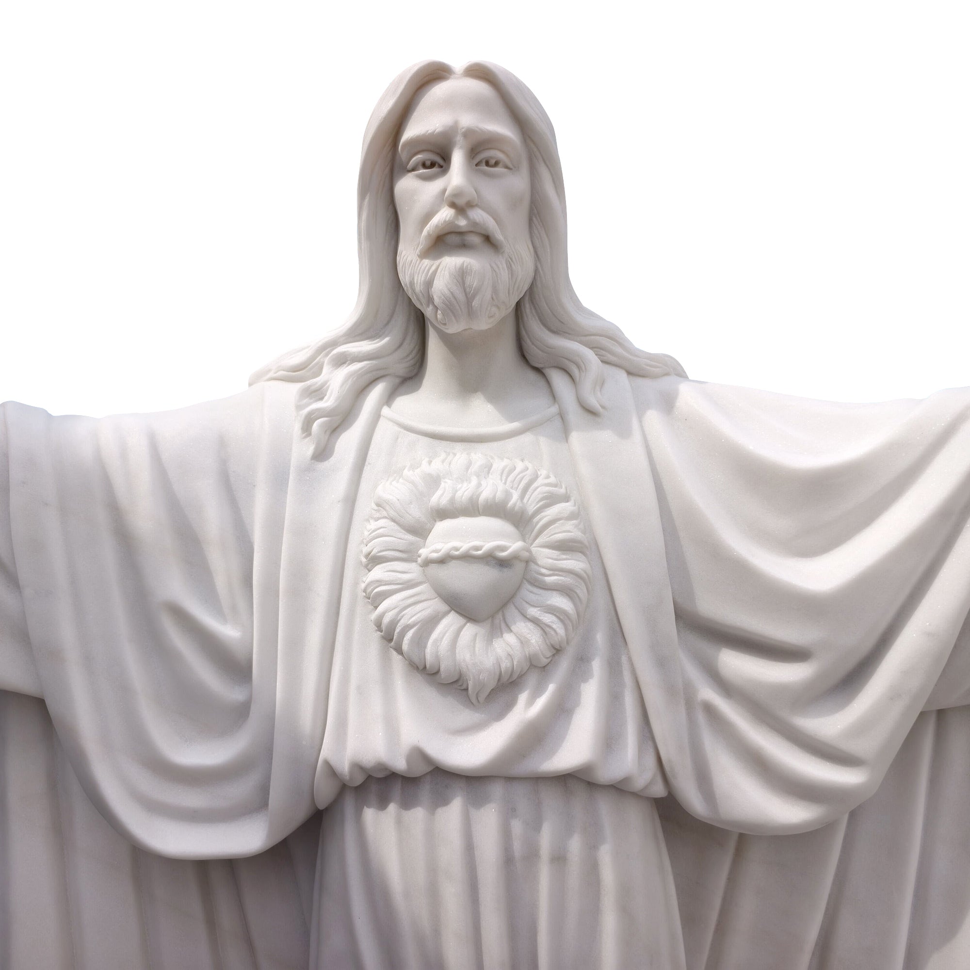 White Marble Scared Heart Of Jesus Statues