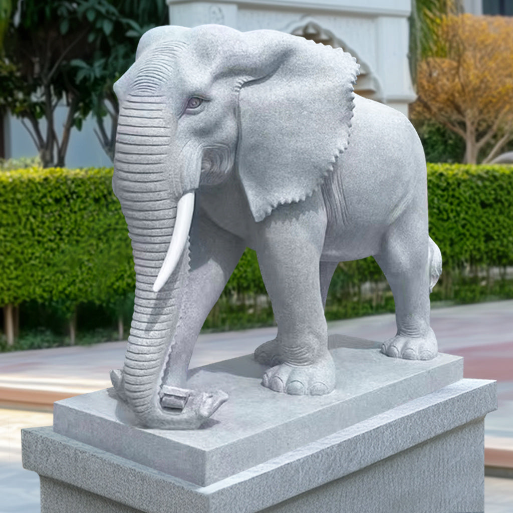 marble elephant Statue display outdoor garden