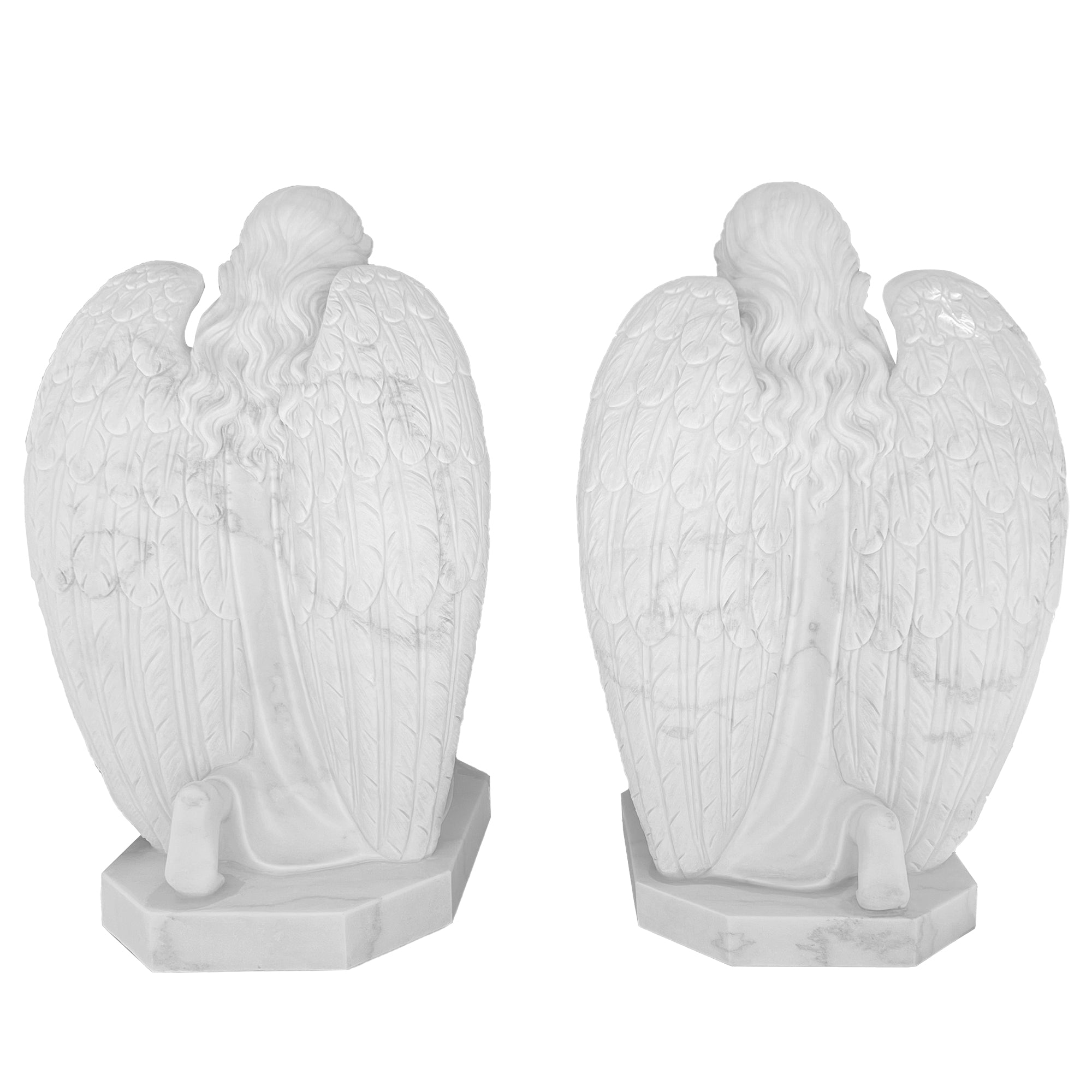 A Pair Praying Angel Marble Statue