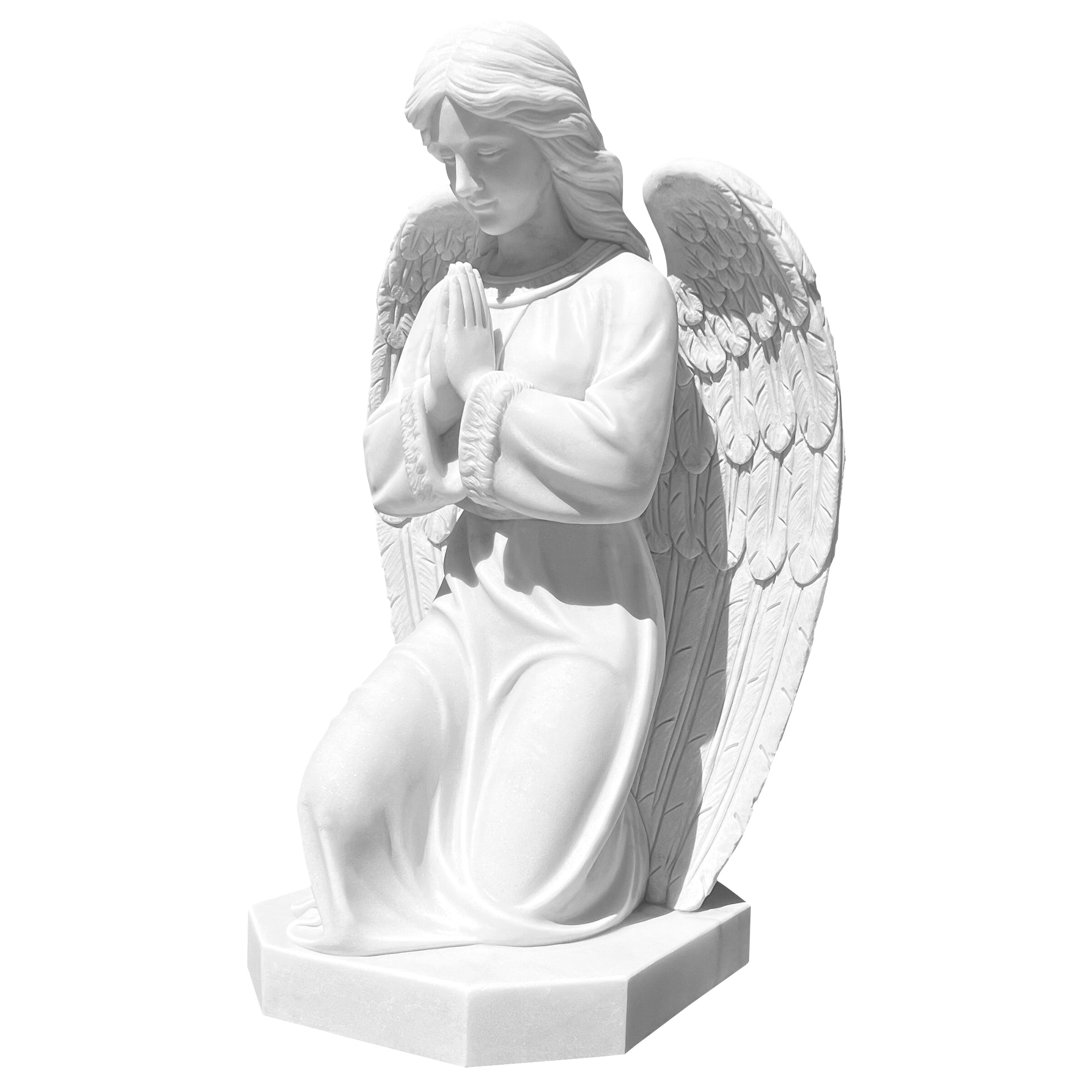 A Pair Praying Angel Marble Statue