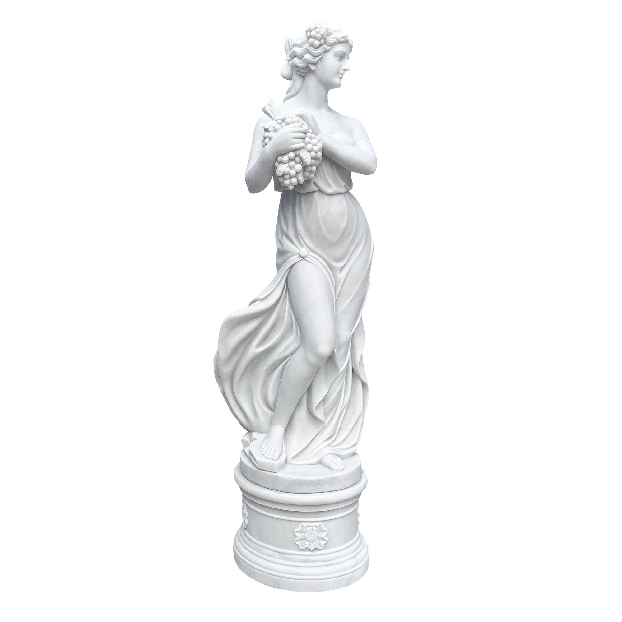 The Hand-Carved Statuary Marble Greek Summer Goddess Statue - "The Four Seasons" Garden Statues with