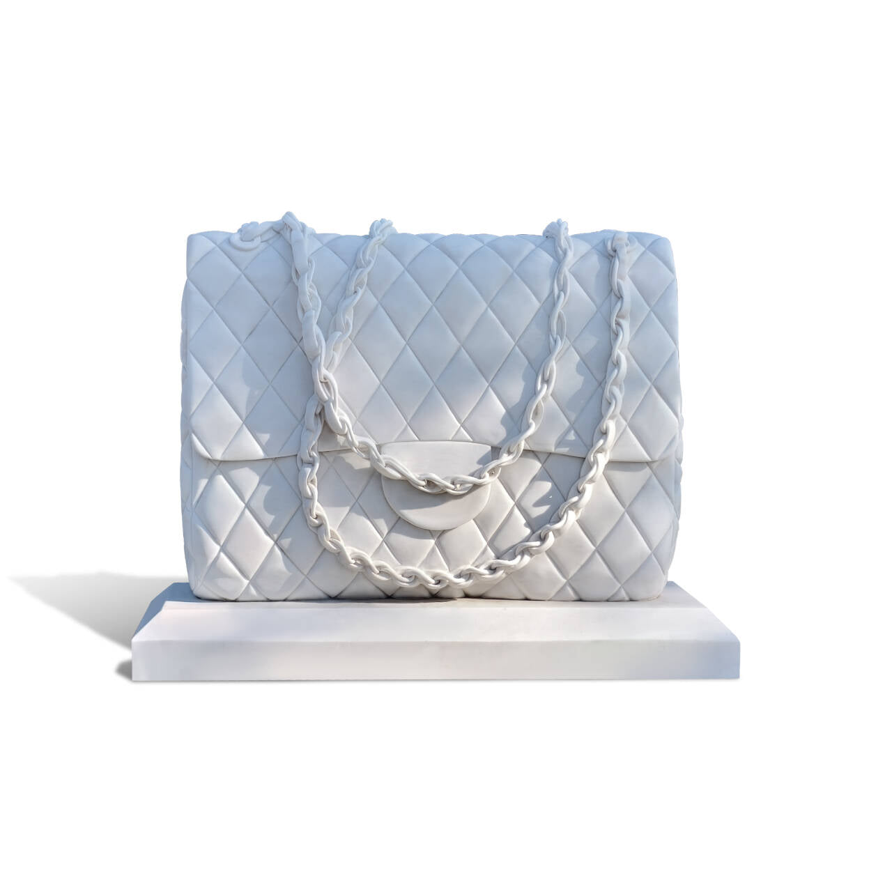 custom marble handbag artwork, bespoke marble purse sculpture for private collections, luxury interior decoration, high-end fashion displays, and exclusive art installations