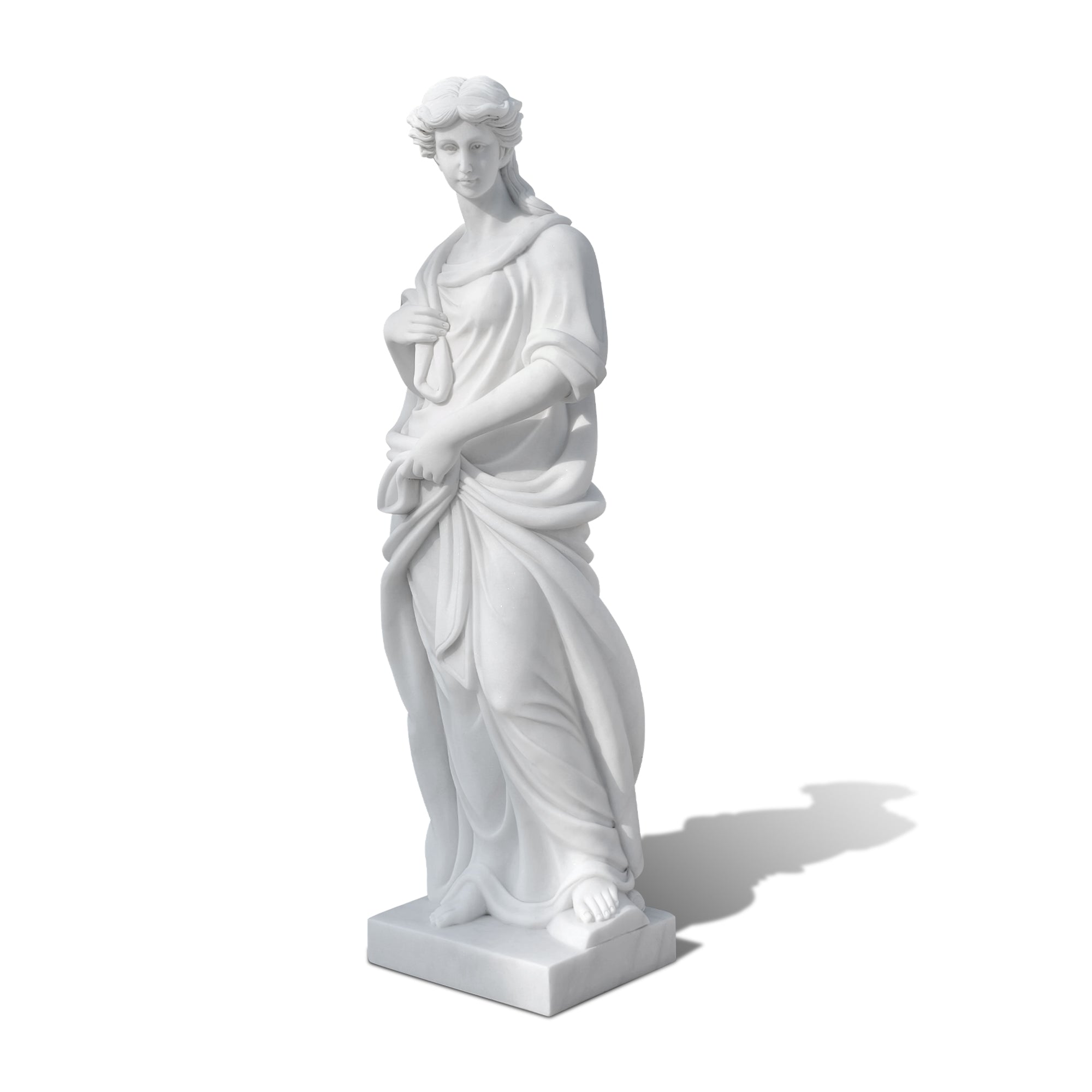 outdoor marble winter goddess statue for garden landscape, hand finished sculpture creating refined cultural atmosphere