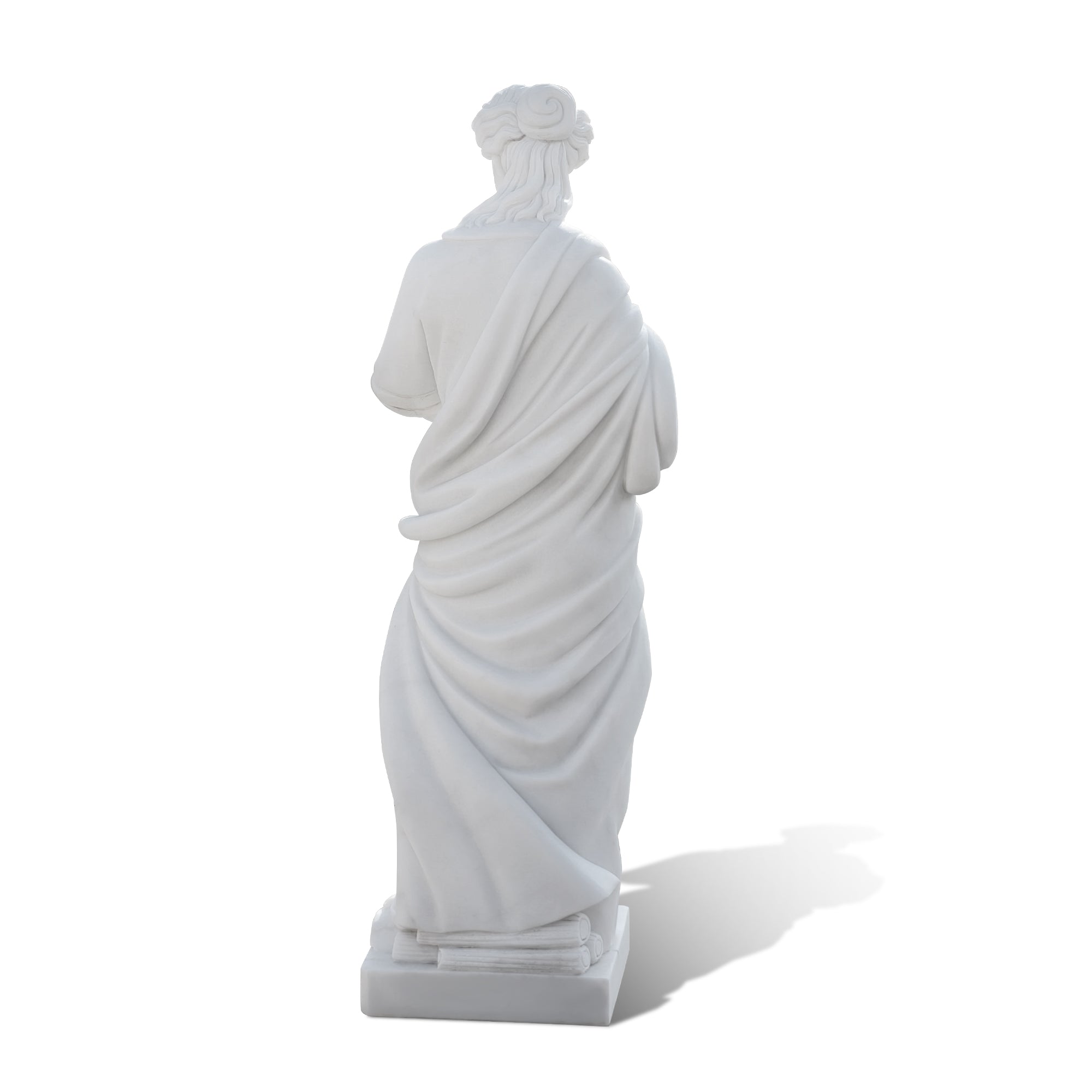 marble winter goddess sculpture displayed in estate lawn, carved stone statue enriching villa entrance and garden décor