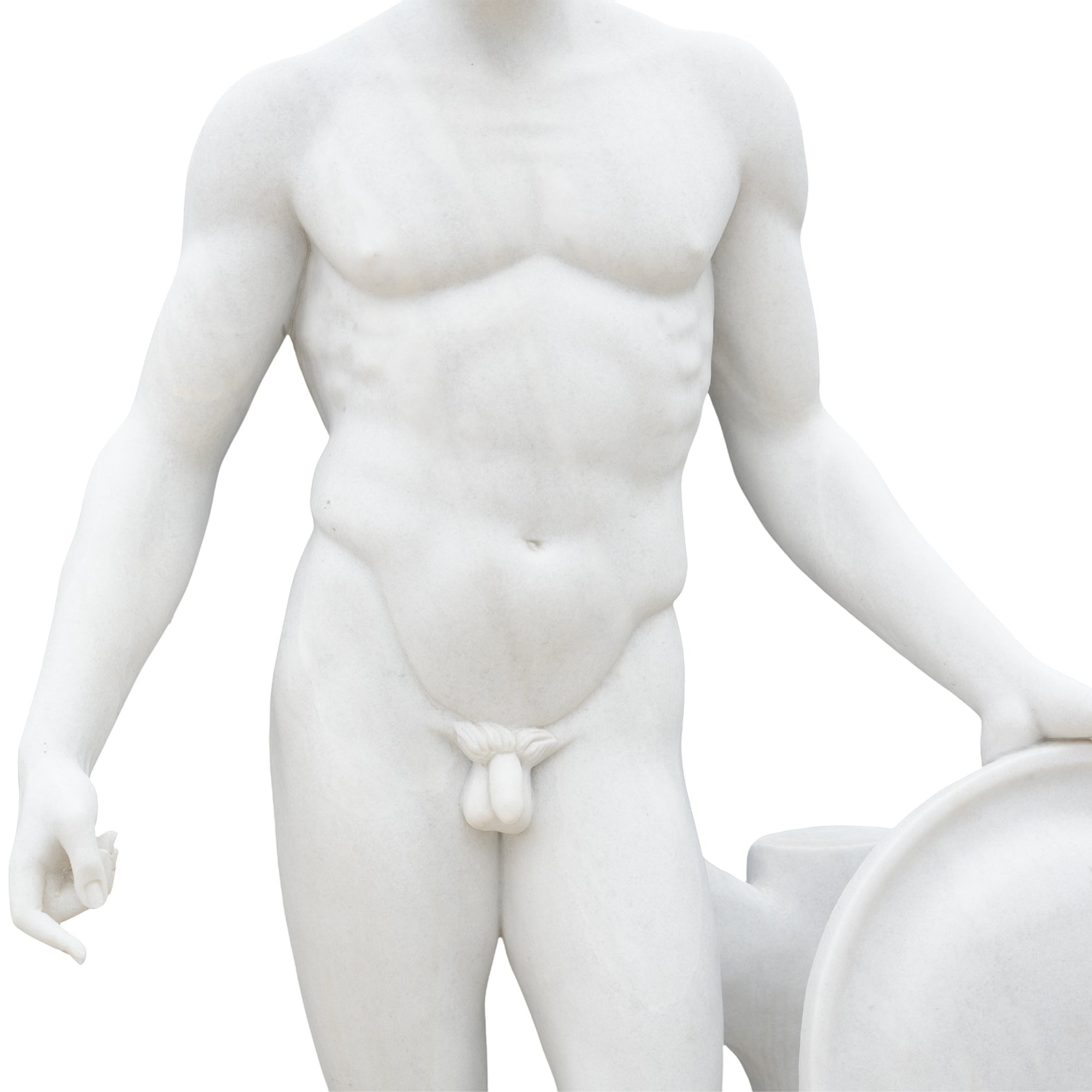 marble mars statue torso detail showing carved muscles strength and classical form