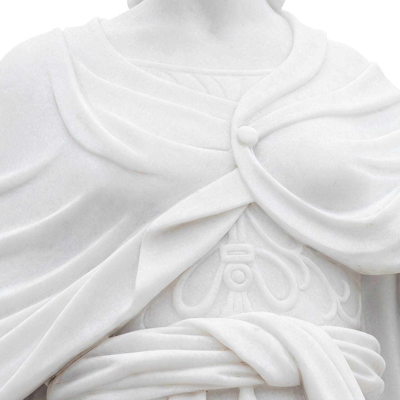 athena marble cuirass and deep drapery folds showing neoclassical relief work