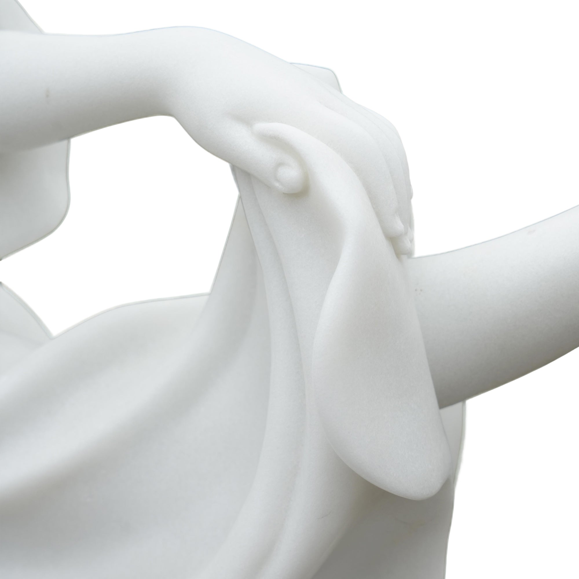 marble dancer statue showing hand-carved dress detail, fine craftsmanship suited for art galleries and indoor atriums.