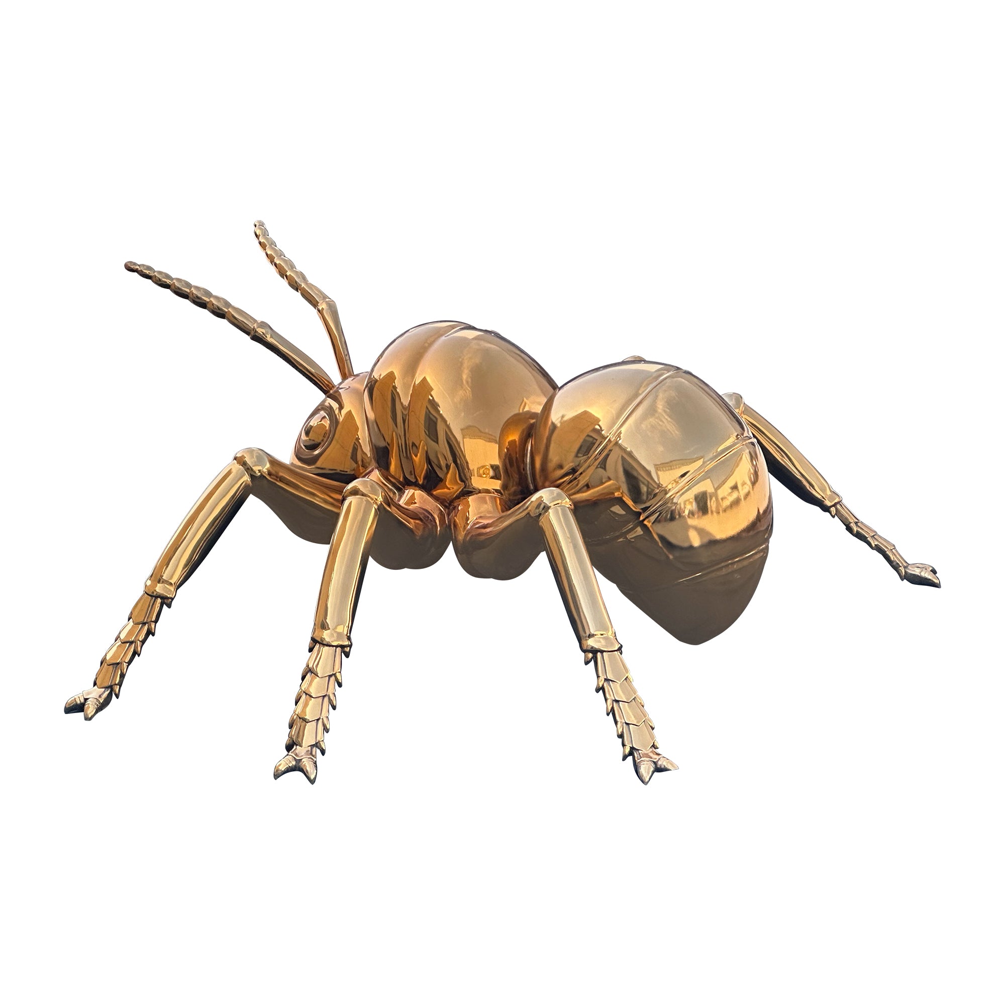 stainless steel ant animal sculpture with gold color