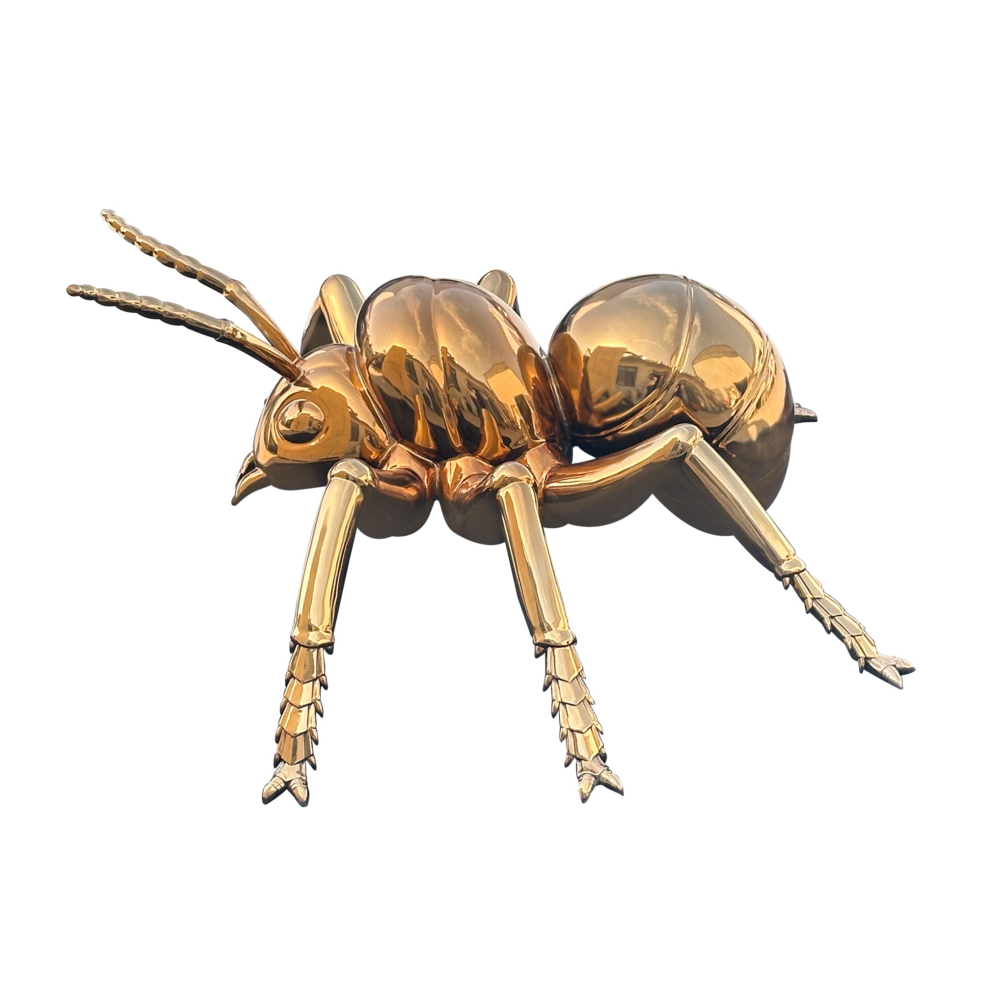 stainless steel ant animal sculpture with gold color
