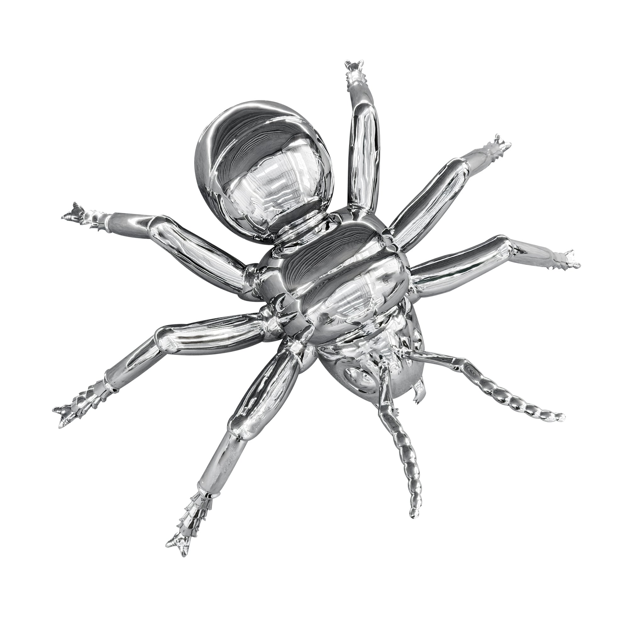 Stainless steel ant sculpture with polished mirror finish