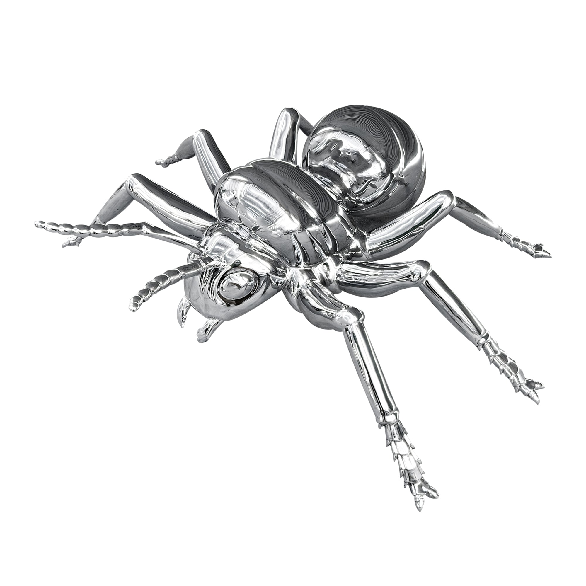 Stainless steel ant sculpture with polished mirror finish