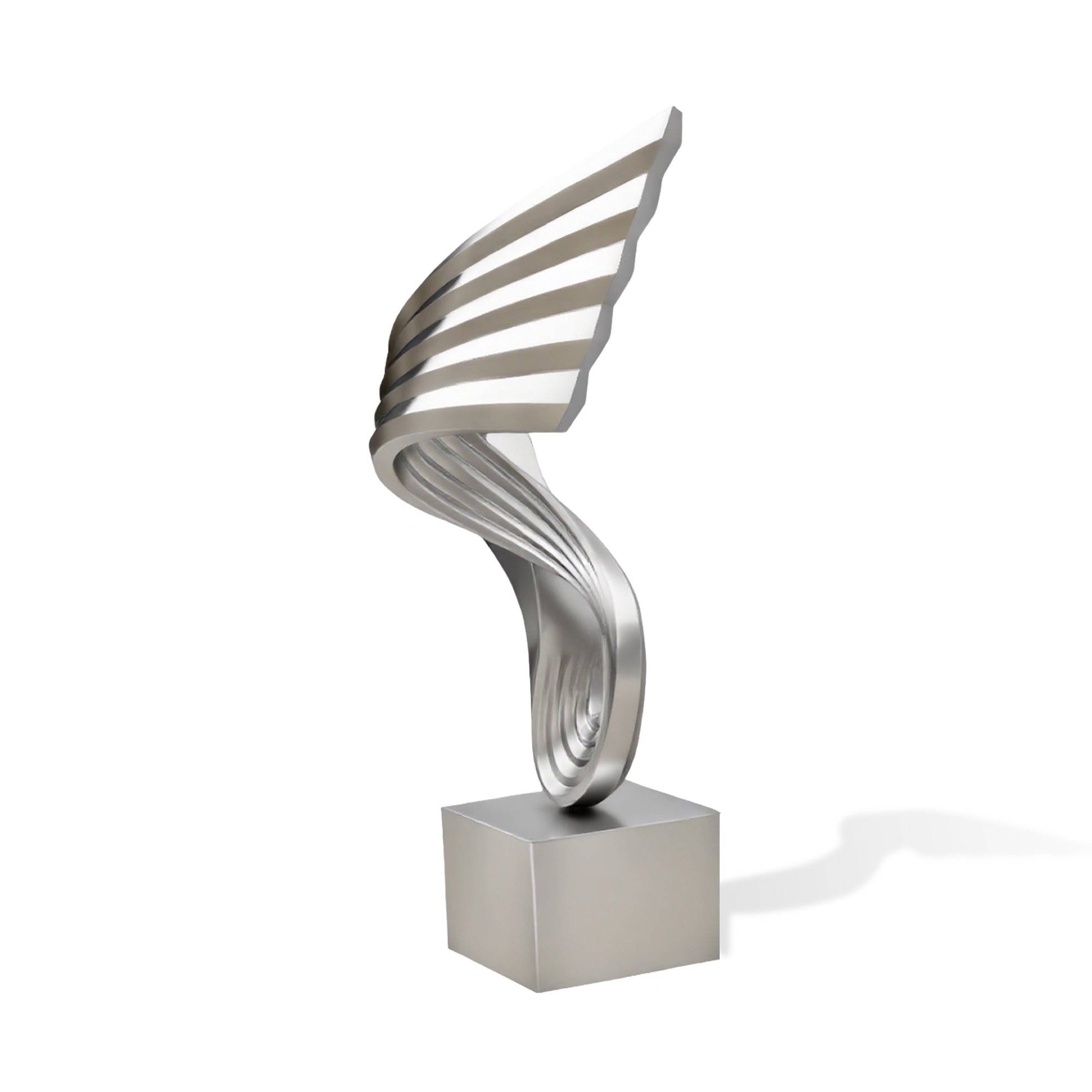 decorative abstract stainless steel sculpture brushed finish ribbon inspired design courtyard villa decor