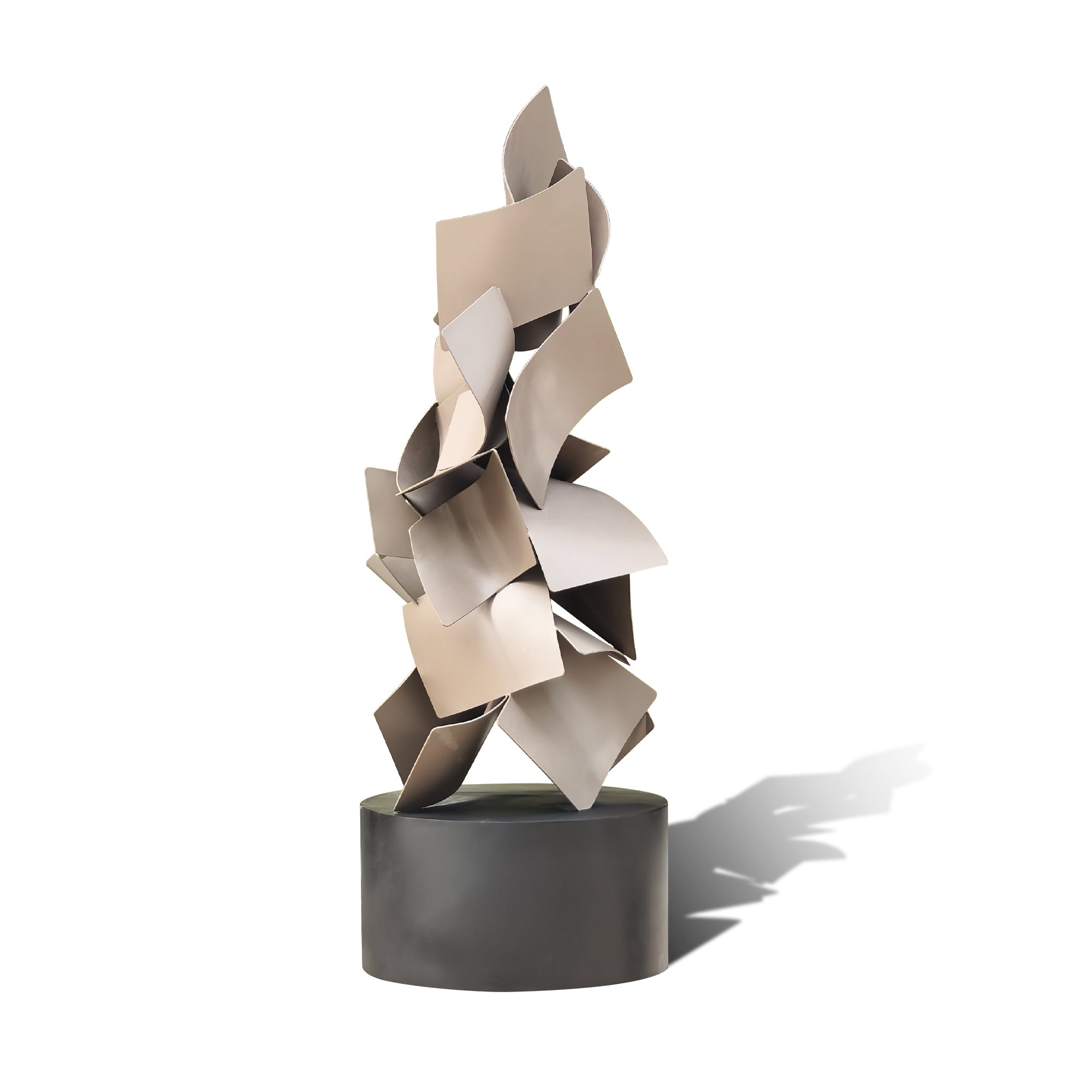 Abstract metal sculpture on a white background