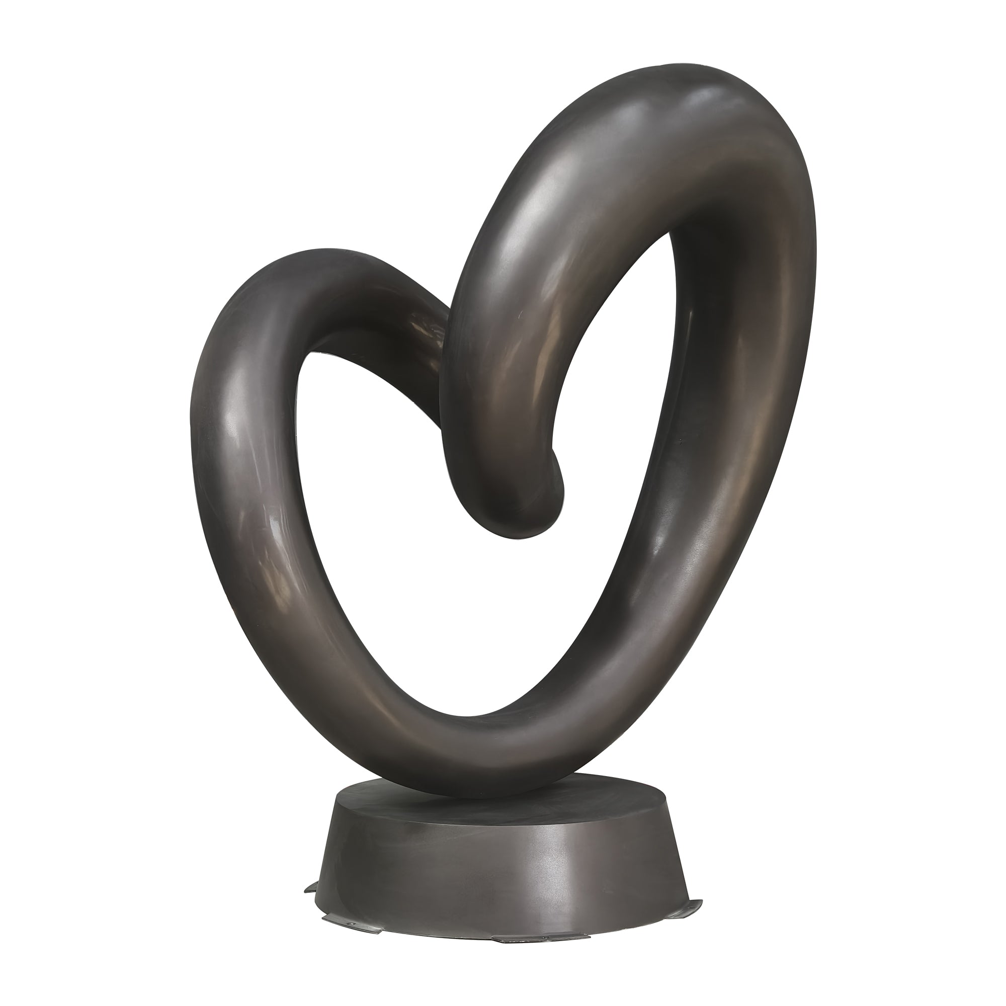 hollow circle stainless steel heart sculpture with black color