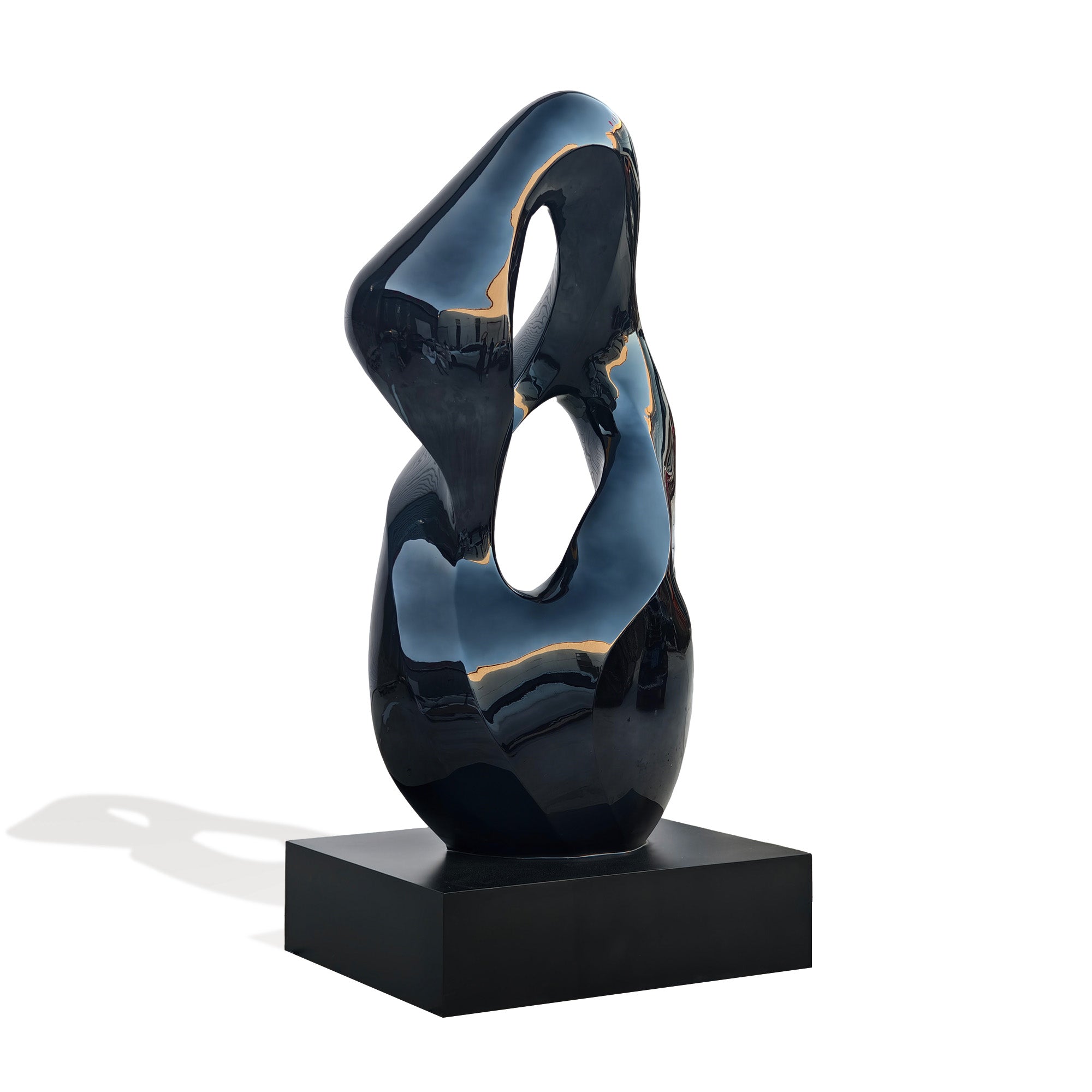 Abstract black sculpture on a white background