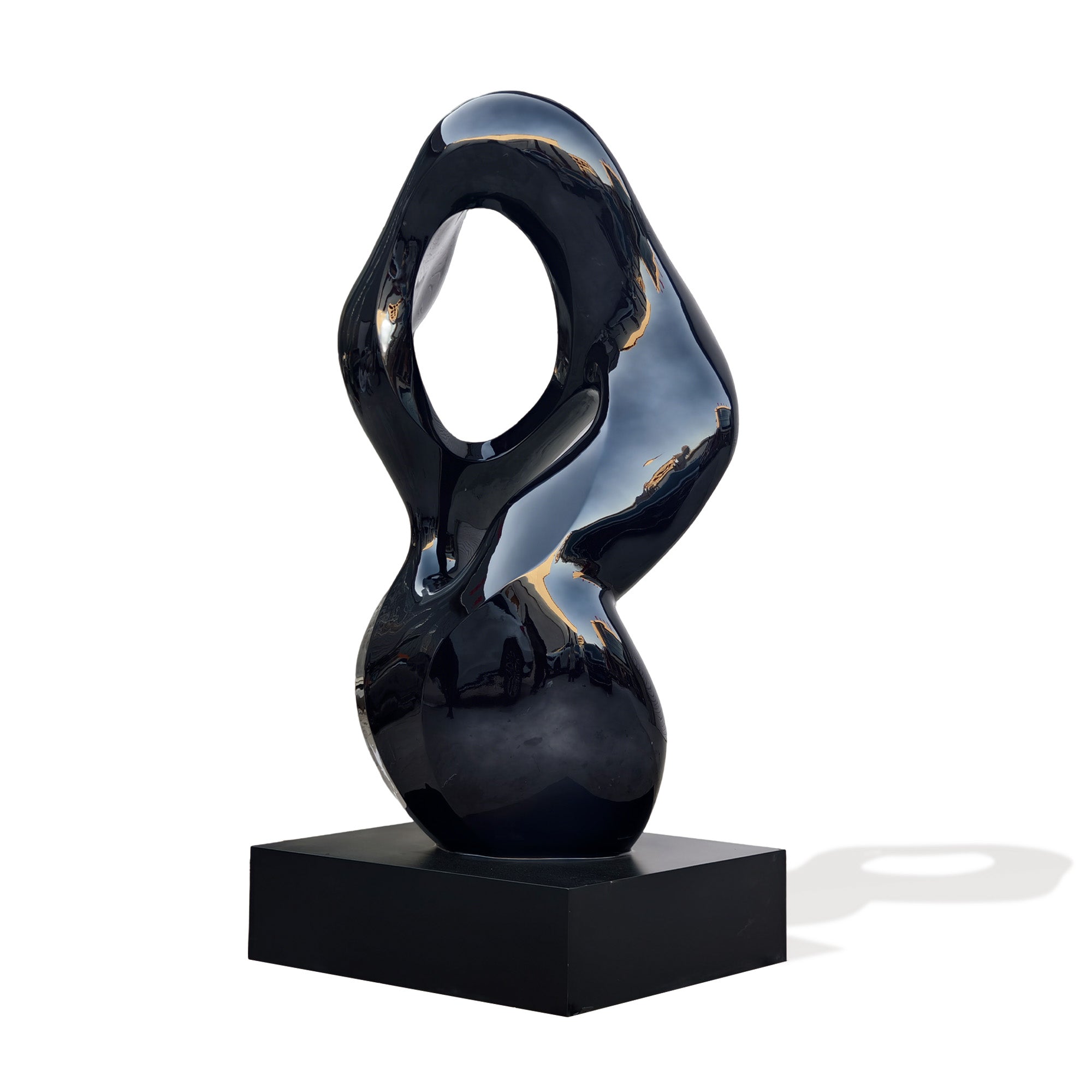 Abstract black sculpture on a white background