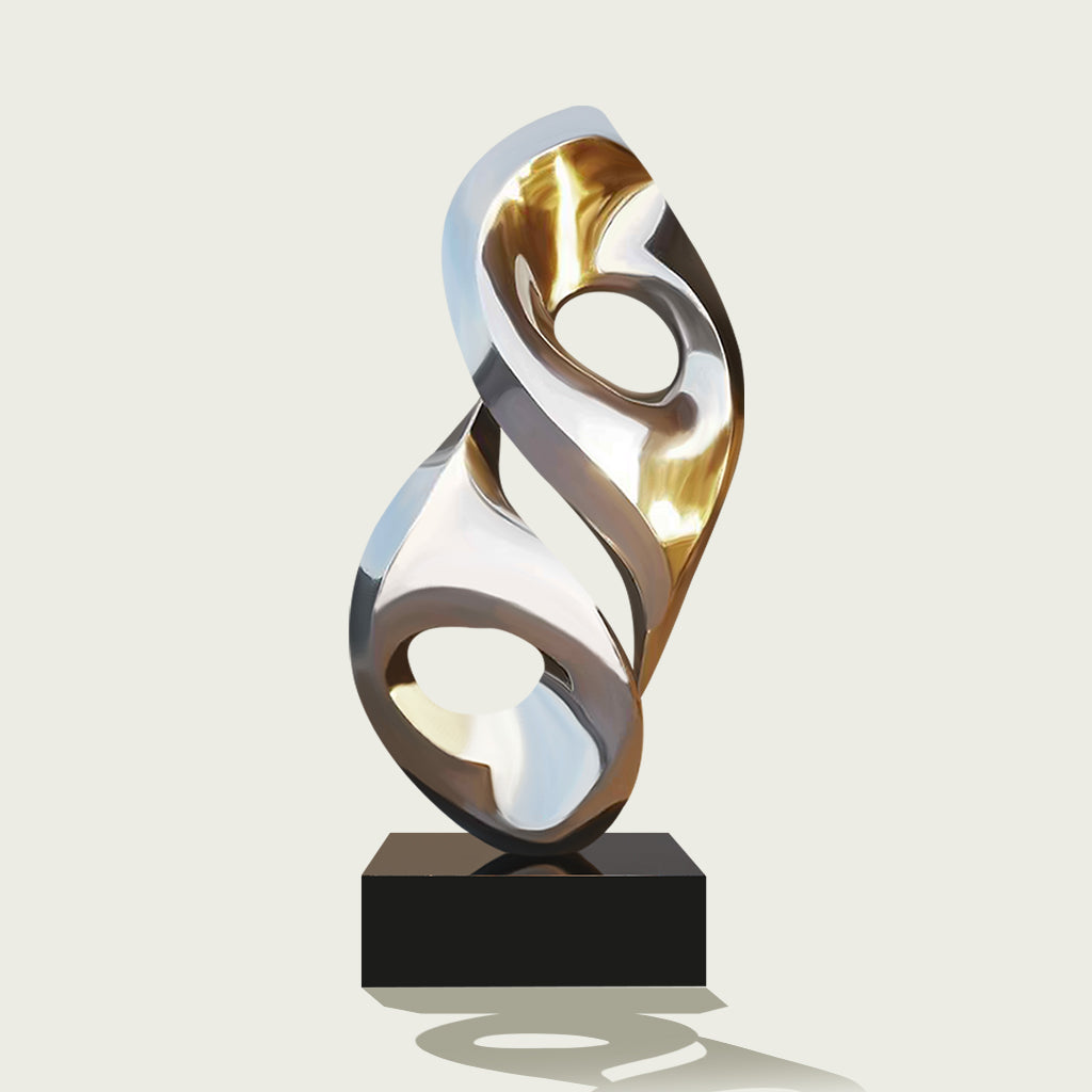 Custom Modern Abstract Polished Mirror Finish Stainless Steel Sculpture