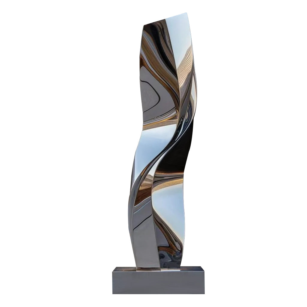 Customized Indoor Modern Stainless Steel Abstract Floor Sculpture with a polished mirror finish