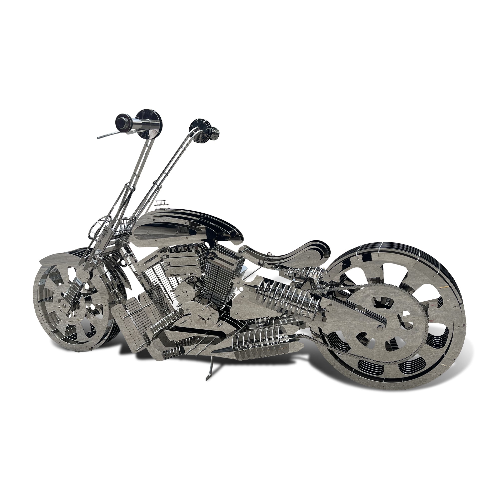 Luxury garden sculpture shaped like a full-size motorcycle