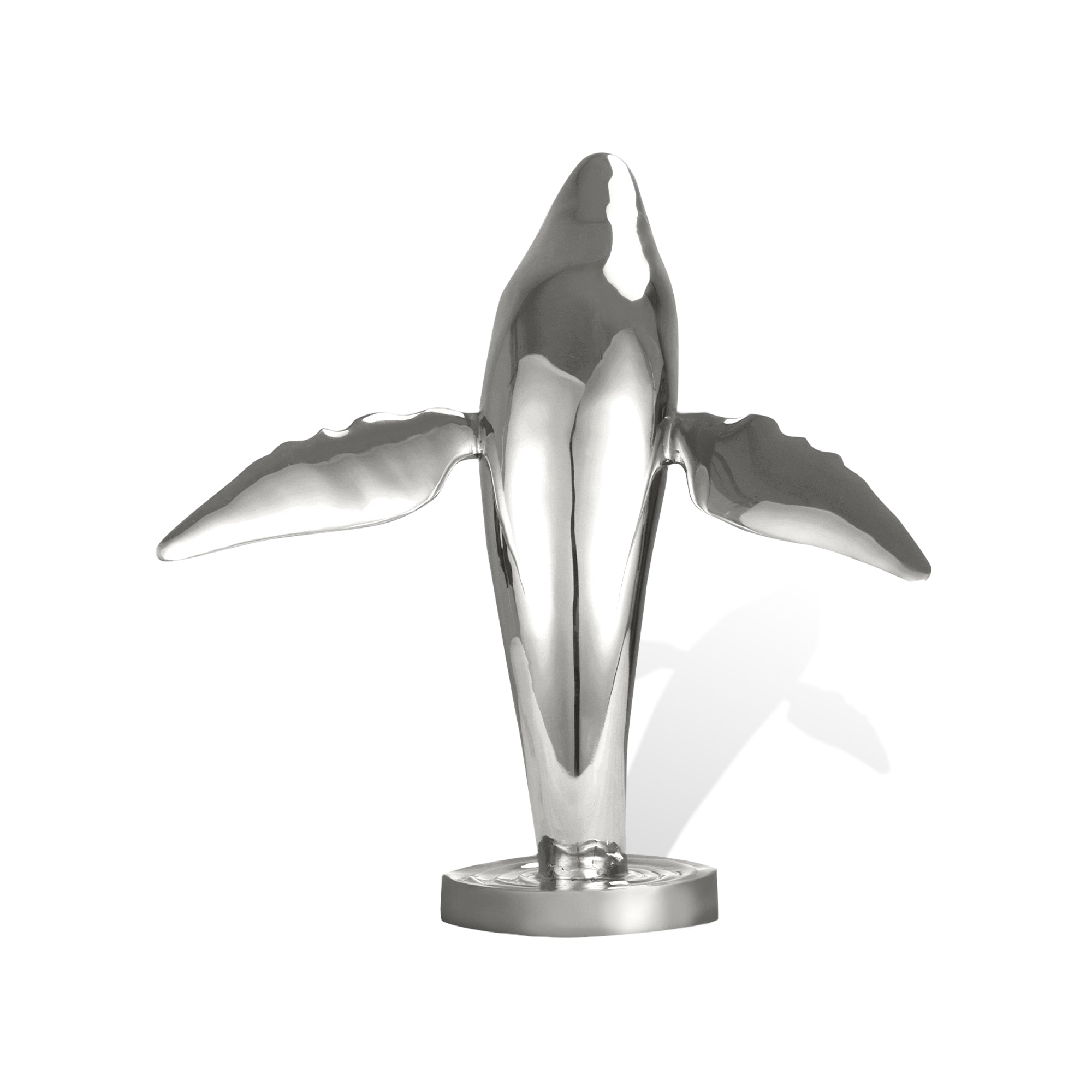 playful stainless steel dolphin sculpture with smooth curves and polished surface