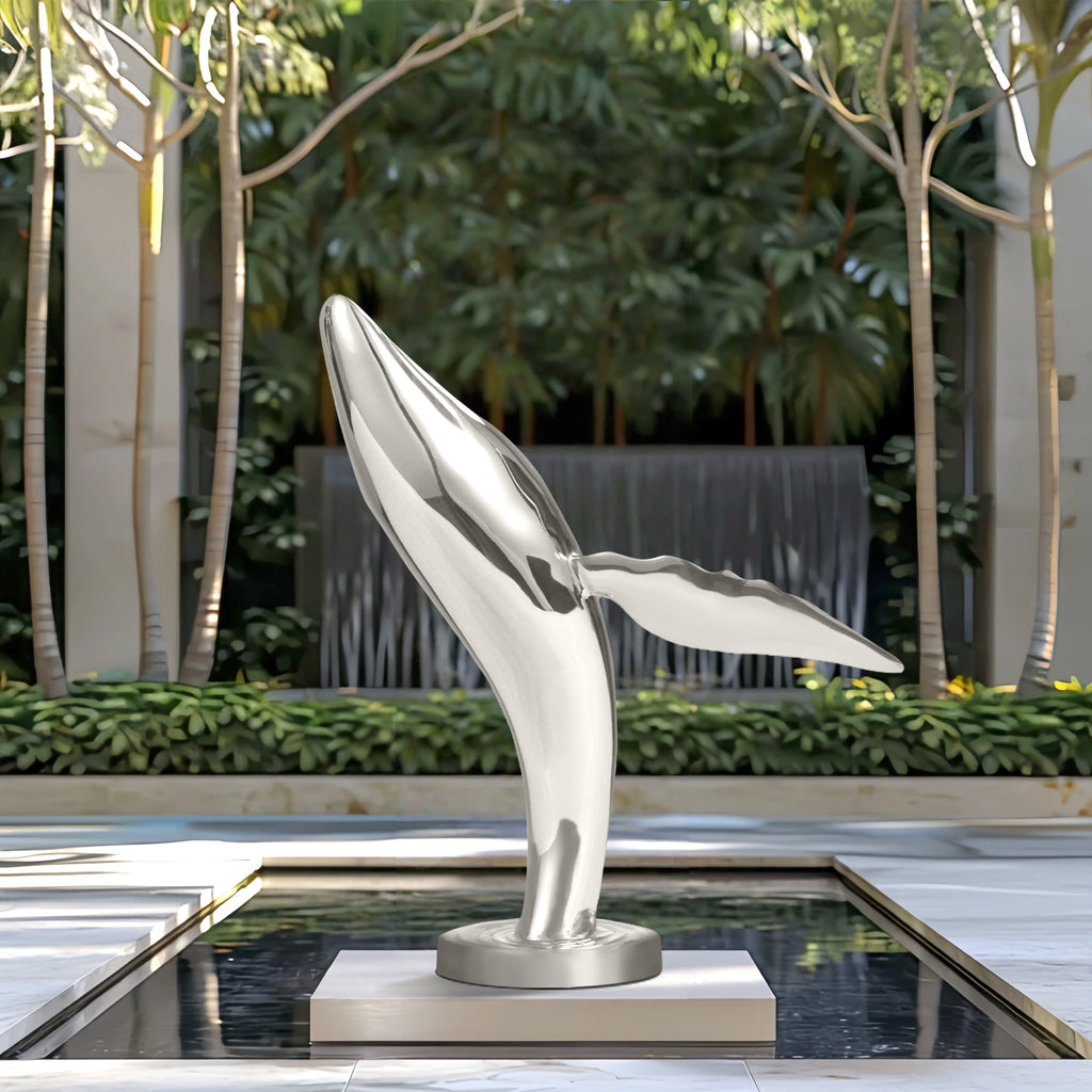 FINEST Modern Stainless Steel Dolphin Sculpture Custom Crafted Indoor