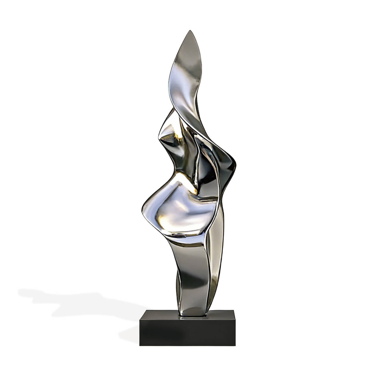 Abstract metal sculpture on a white background
