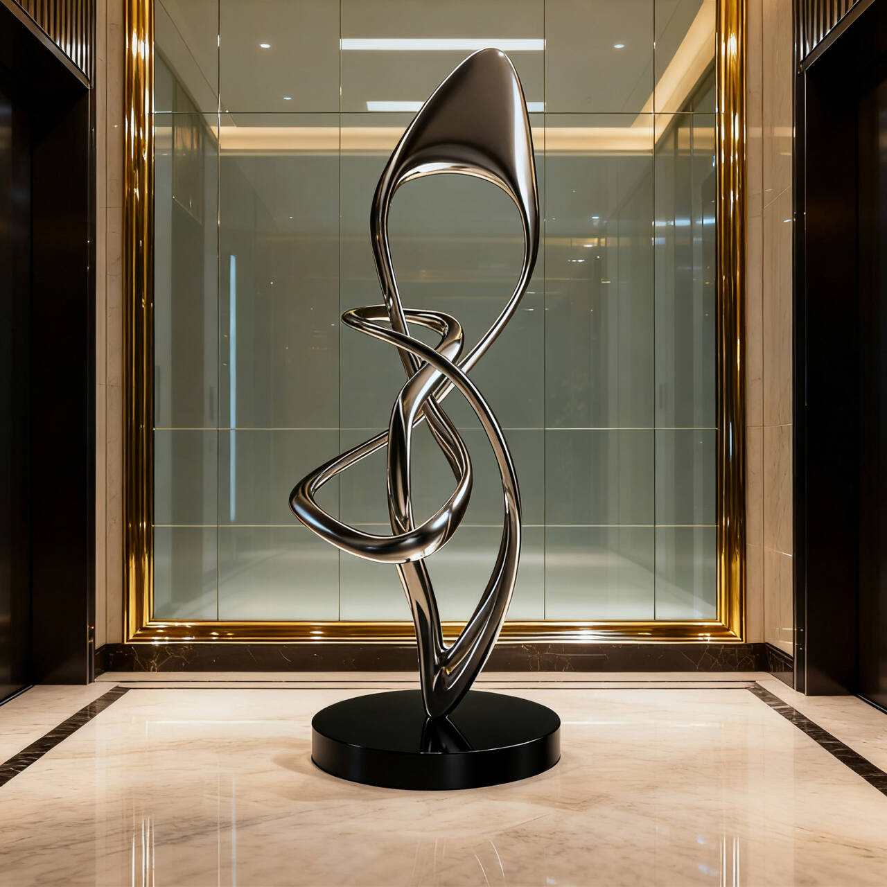 Modern abstract sculpture in a stylish interior setting