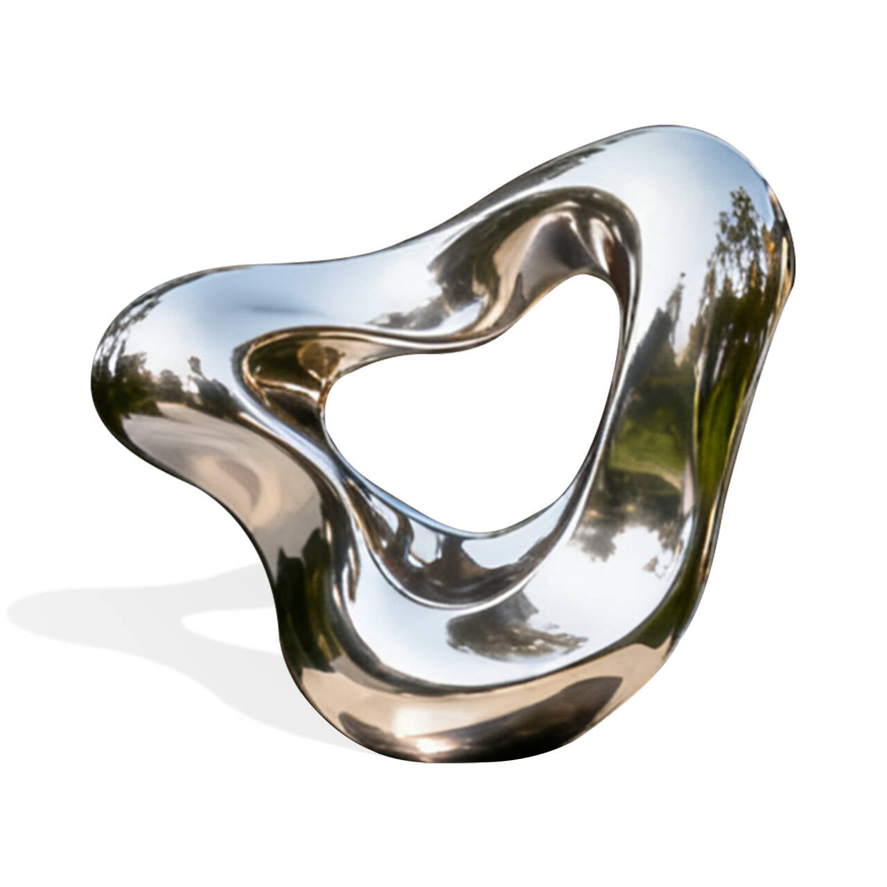 Abstract metal sculpture on a white background