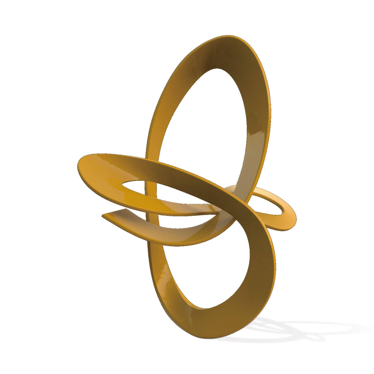 Gold abstract sculpture on a white background