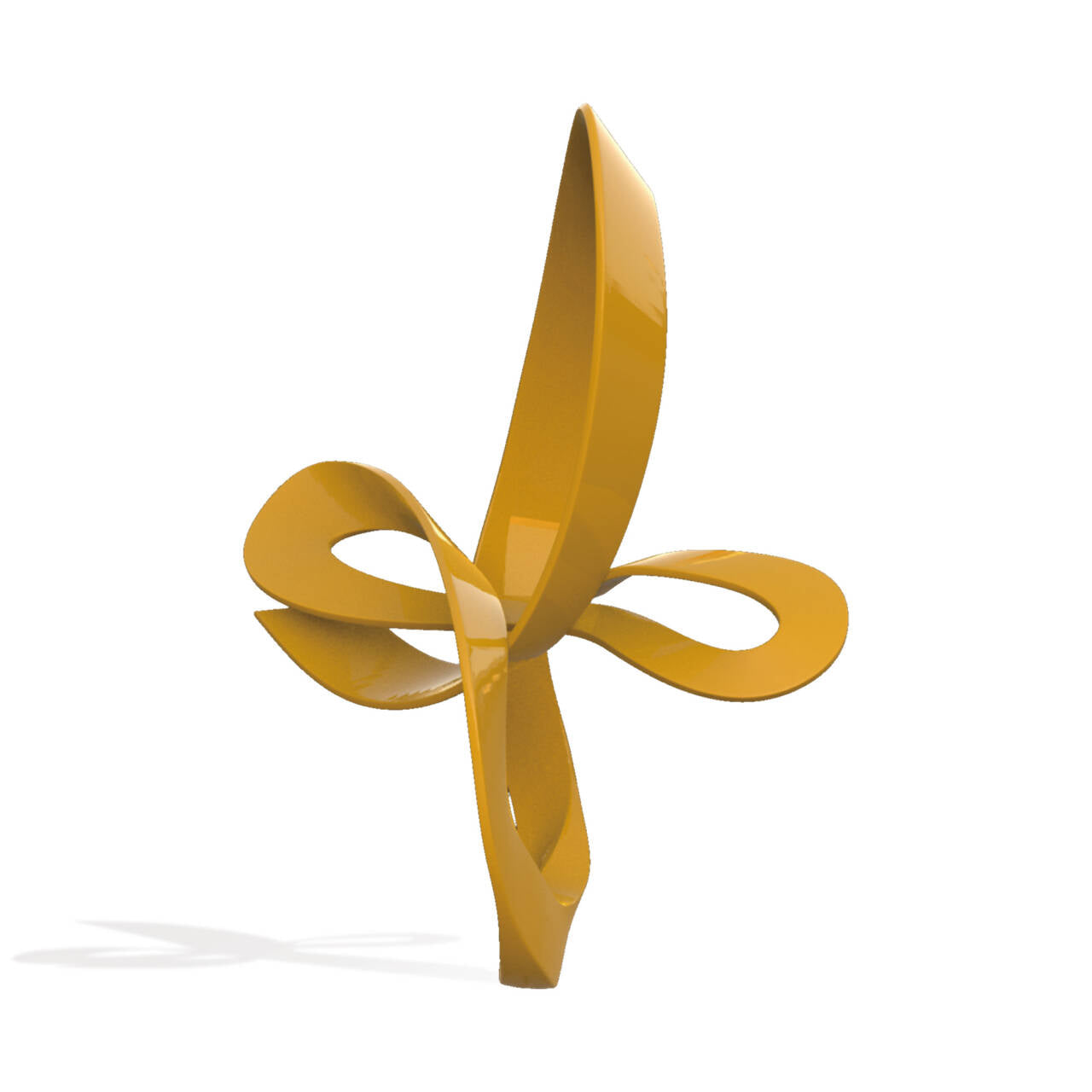 Yellow abstract sculpture on a white background