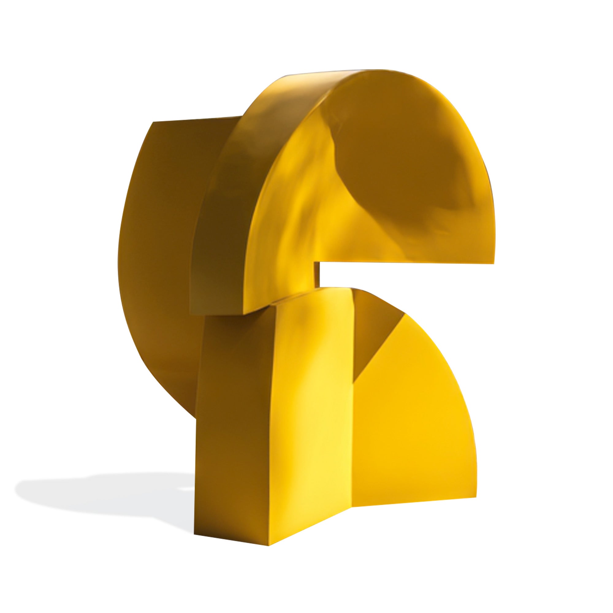 Gold 3D letter 'S' sculpture on a white background